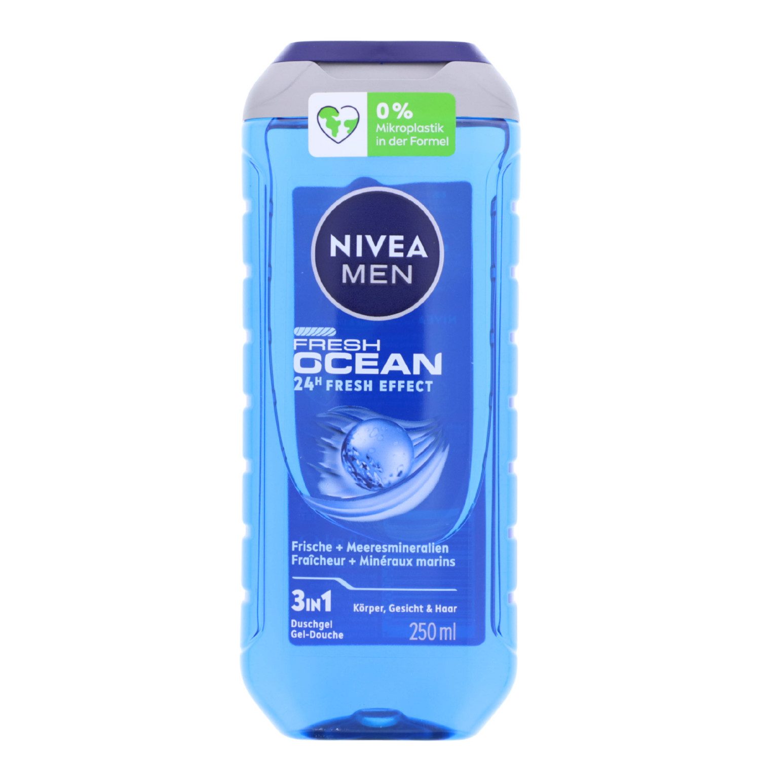 Nivea Duschgel 3 x NIVEA MEN Fresh Ocean Duschgel je 250ml 3in1 mit maritimem Duft