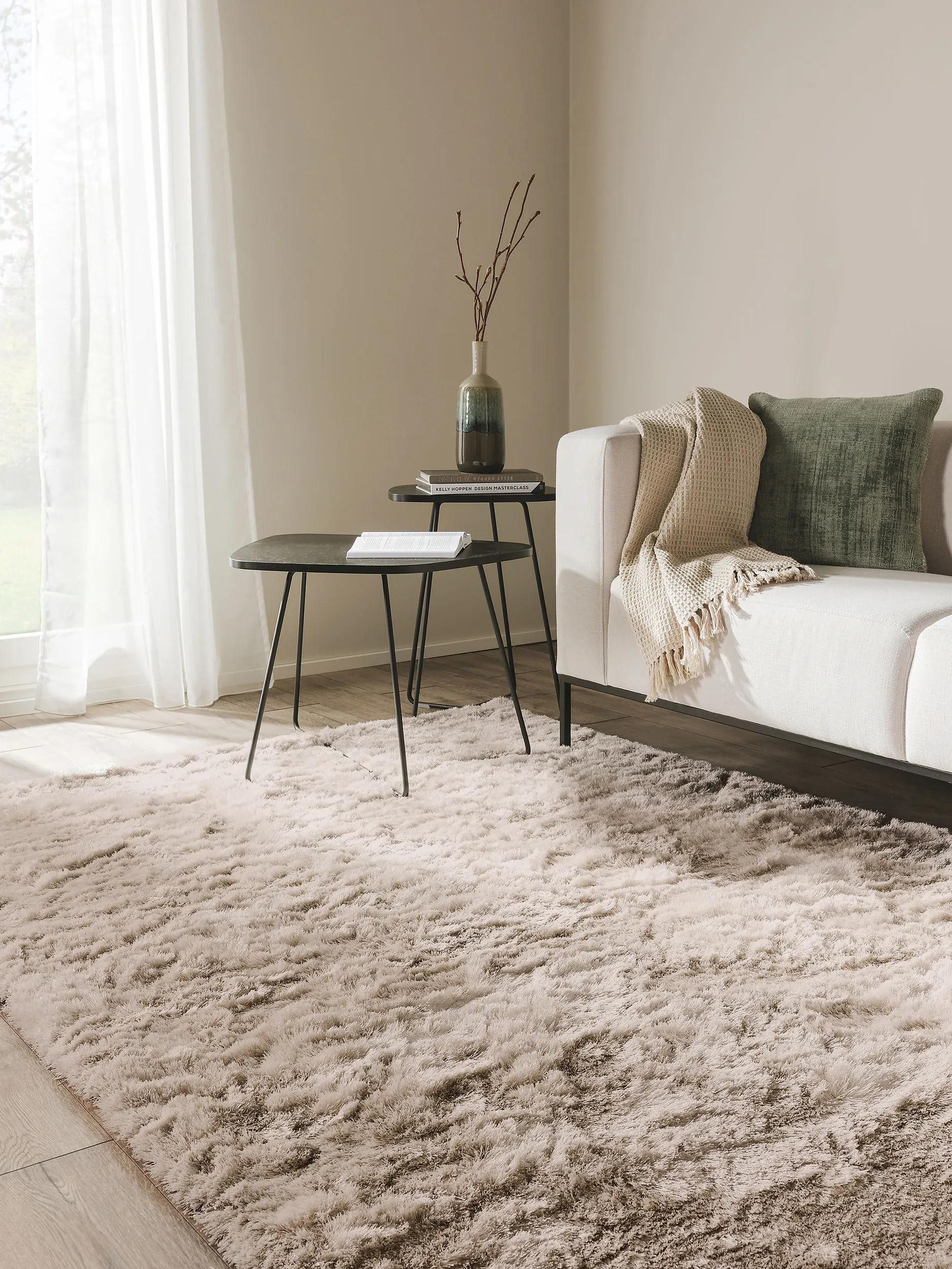 benuta Teppich Whisper, rechteckig, Höhe: 31 mm, Hochflorteppich Wohnzimmer, Schlafzimmer, Esszimmer, Flur, Weich