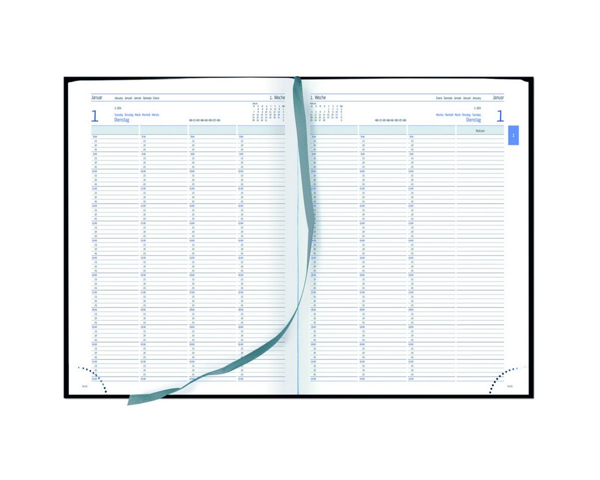 Thumbnail - GÜSS Kalender Buchkalender Planungsbuch A4 1 Tag/2 Seiten grau 2026.