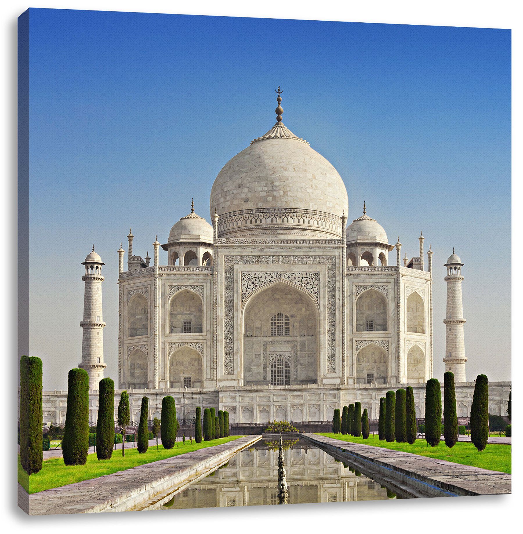 Pixxprint Leinwandbild Gewaltiger Taj Zackenaufhänger Mahal St), inkl. bespannt, fertig Taj Leinwandbild Gewaltiger Mahal, (1