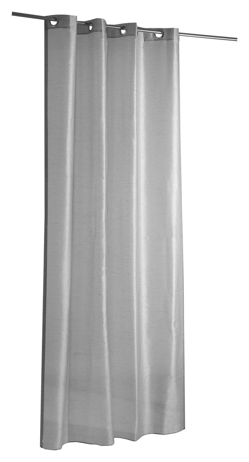 Vorhang SANDY, Ösenschal, Silbergrau, L 245 cm x B 135 cm, Ösen, halbtransparent
