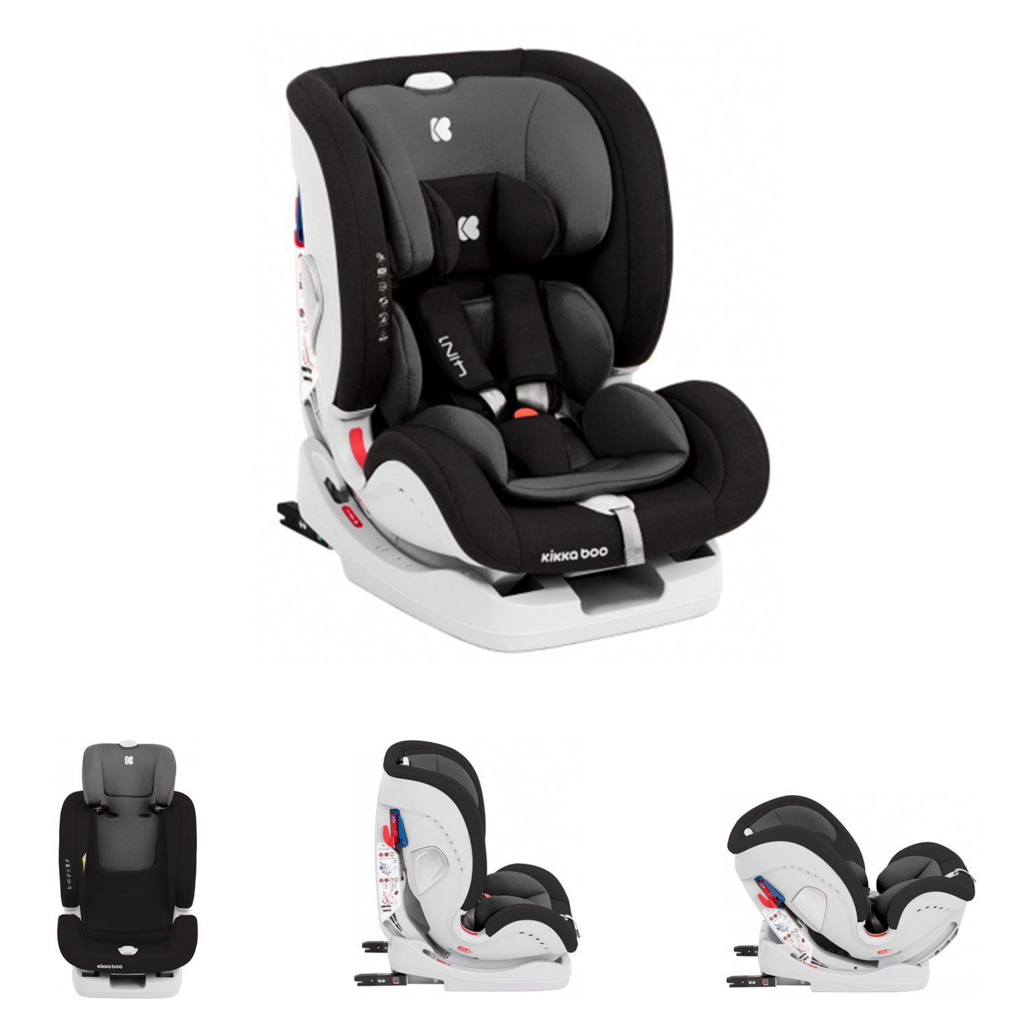 Kikkaboo Autokindersitz Kindersitz 4 in verstellbar 1 Reboard kg, - Isofix, (0 kg) schwarz bis: 36 0+1/2/3 36 Gruppe