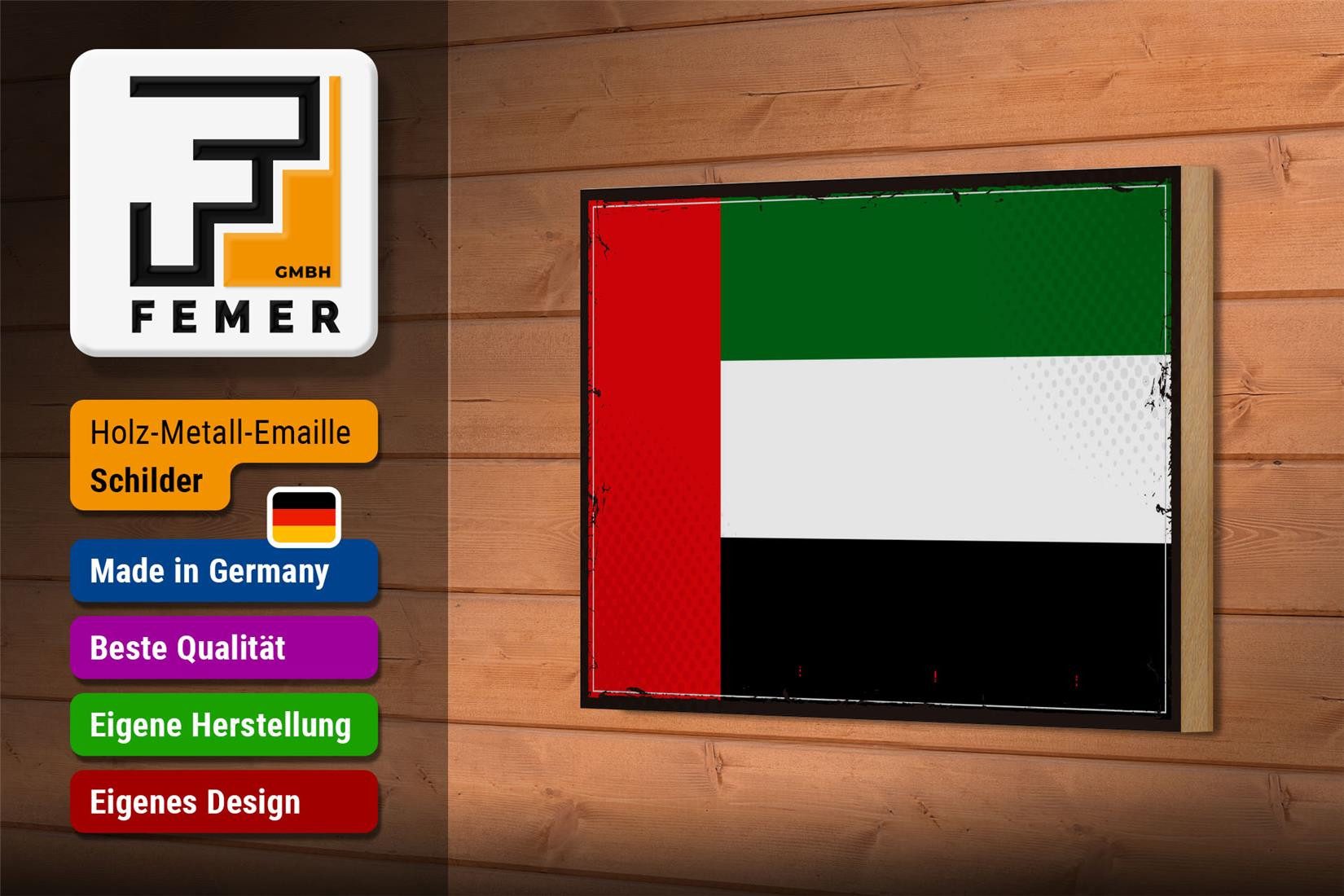Femer GmbH Holzbild Flagge Arabischen Emirate 18x12 cm Retro Flag, Flaggen (1 St), Glatte Holzfaserplatte (MDF), vorn beschichtet