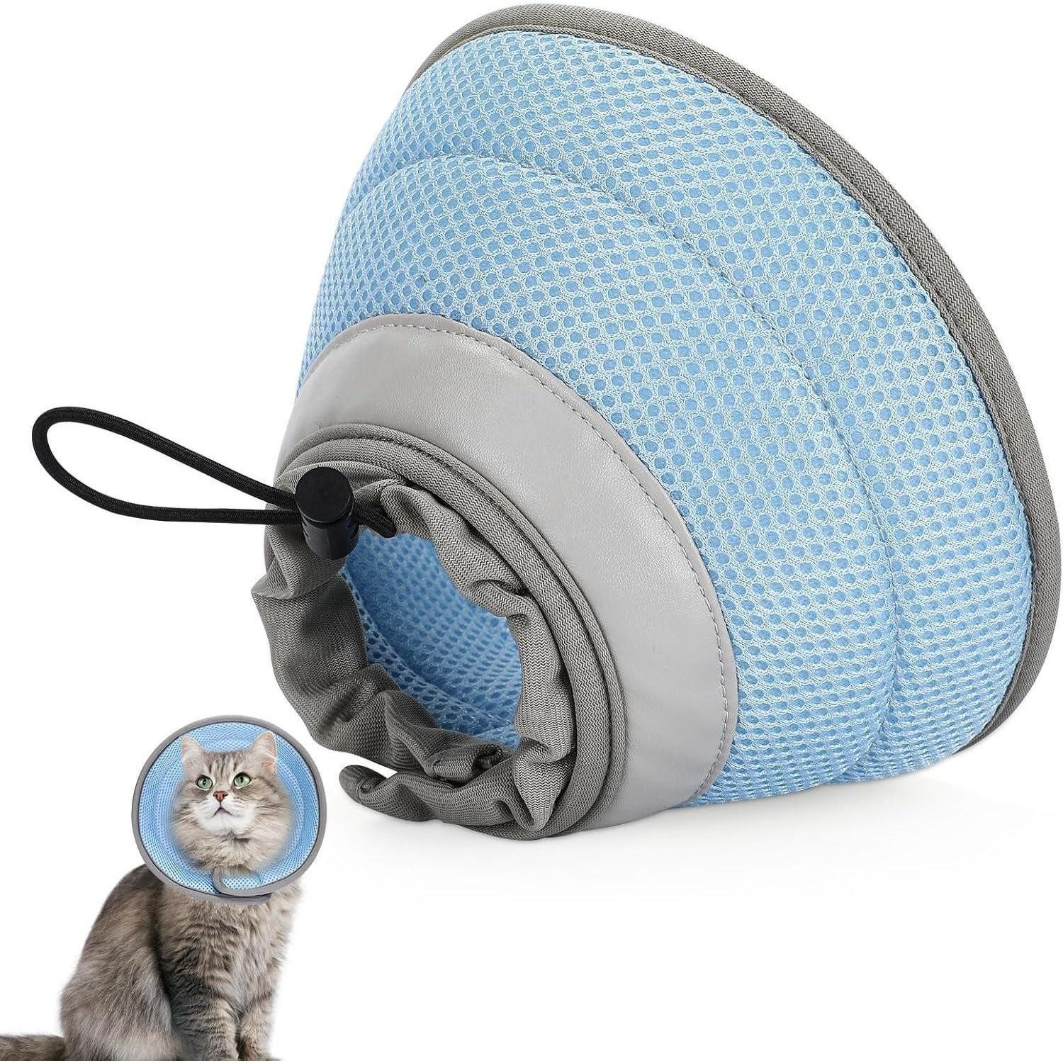 LuxusKollektion Schutzkragen Weicher Faltbarer Schutzkragen Katze, Halskrause für Katzen nach OP, Textil