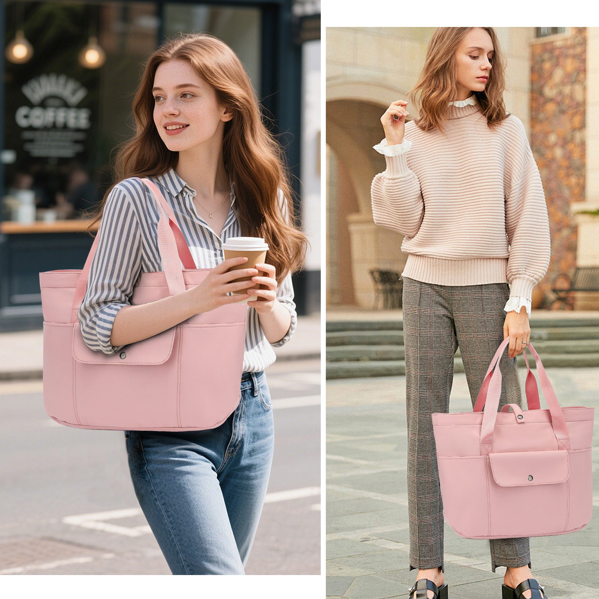 TAN.TOMI Umhängetasche Damen Multi-Taschen Große Tote Bag Shopper Schultertasche, Faltbarer Stauraum Mit Reißverschluss für Reisen Arbeit Fitness
