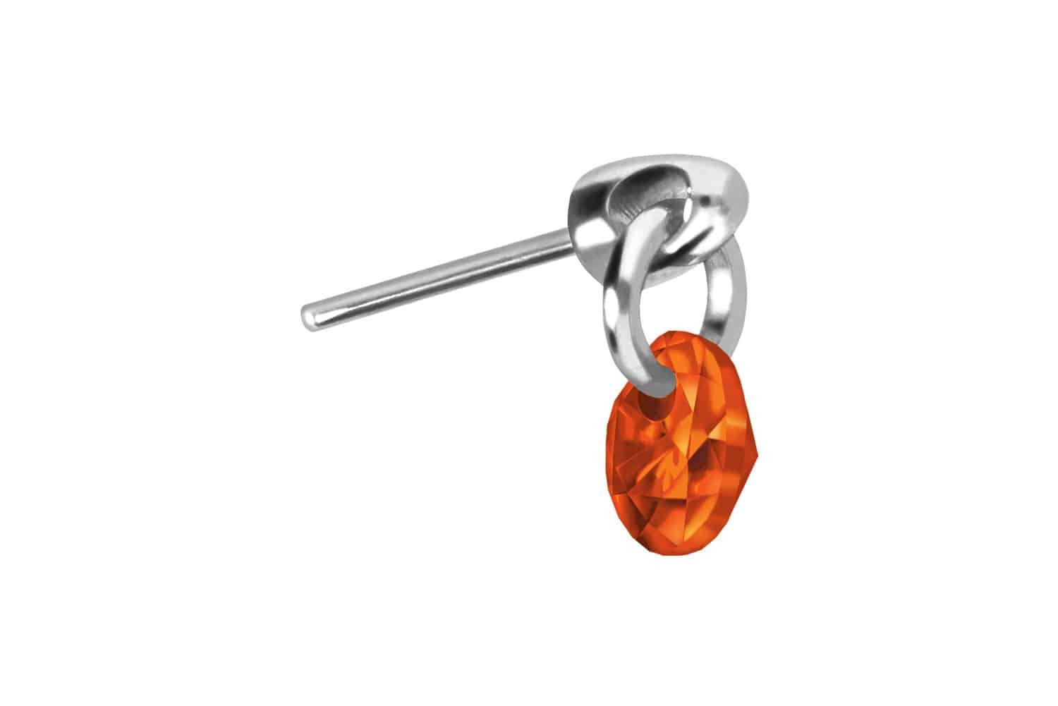 Piercing-Set Titan Aufsatz mit Push Pin RUNDER KRISTALL