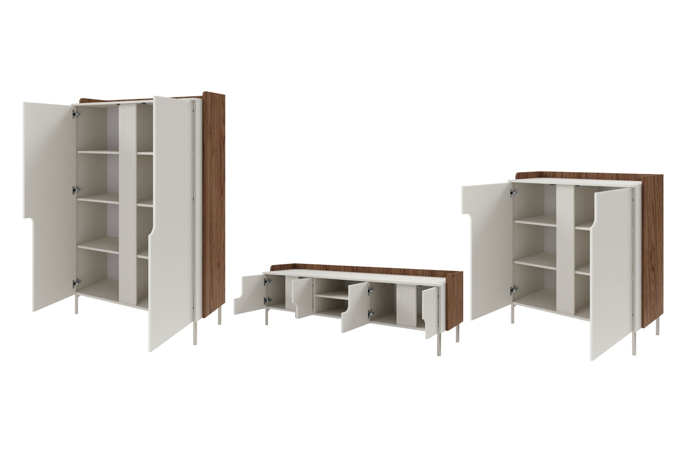 Deine Möbel 24 Wohnwand PAURO B Set modern, TV-Lowboard mit Kommoden, Wohnzimmerset, (Set, 3-St., PAURO - Kollektion), im skandinavischen Design, Wohnzimmermöbel mit viel Stauraum