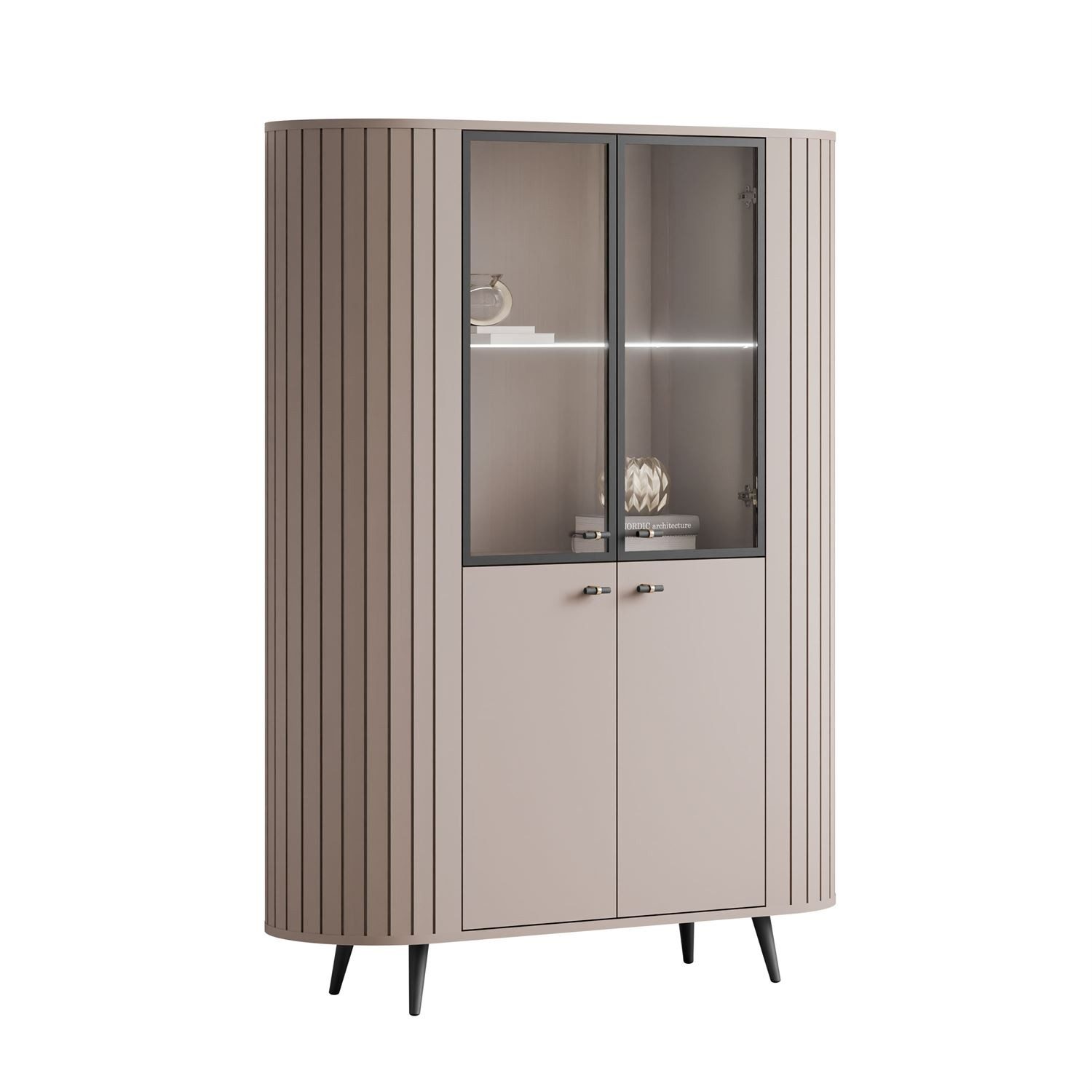 Lookway Standvitrine ELODIE II Vitrine mit Glastüren und LED-Beleuchtung