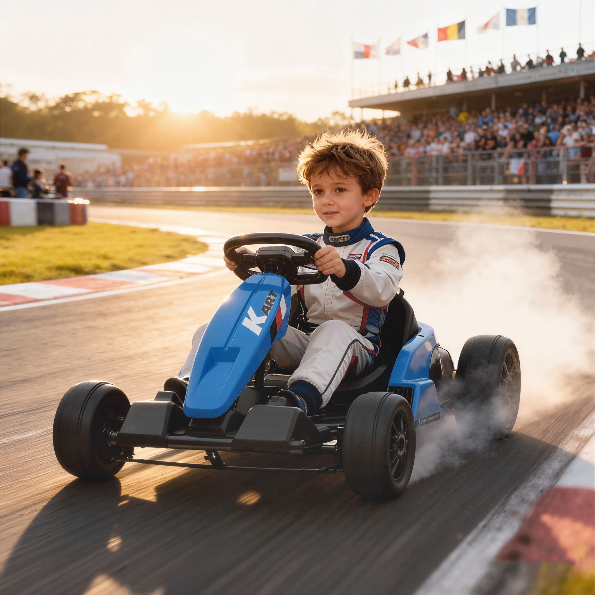 AIYAPLAY Elektro-Kinderauto Gokart 24 V Drift Kart mit 2 Motorn, Driftmodus, Belastbarkeit 50 kg, (1-tlg), für 6-12 Jahre Kinder, Blau