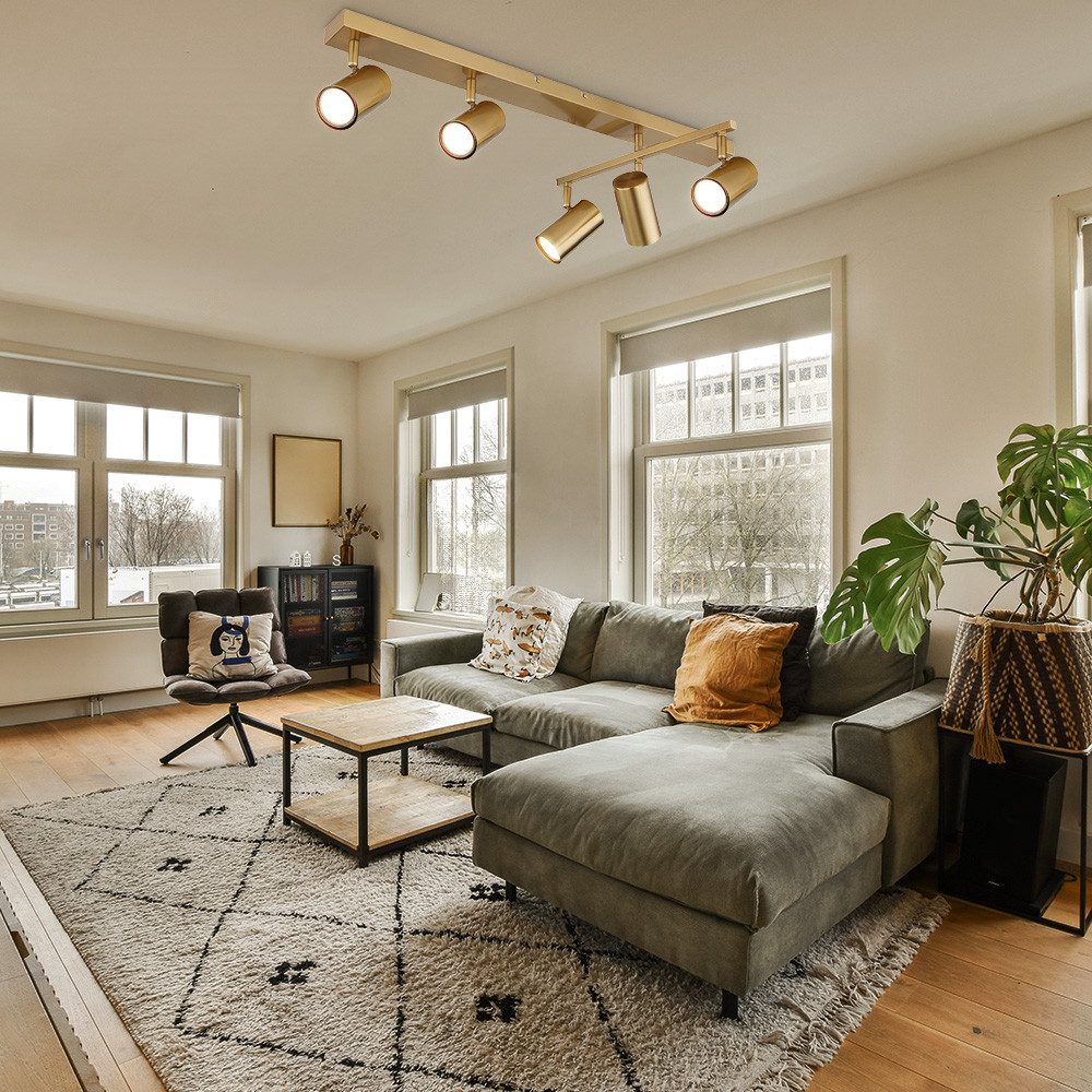 GLOBO LIGHTING Deckenleuchte, Leuchtmittel nicht inklusive, Deckenleuchte Spotleuchte Deckenlampe Metall Gold Dreh-Schwenkbar