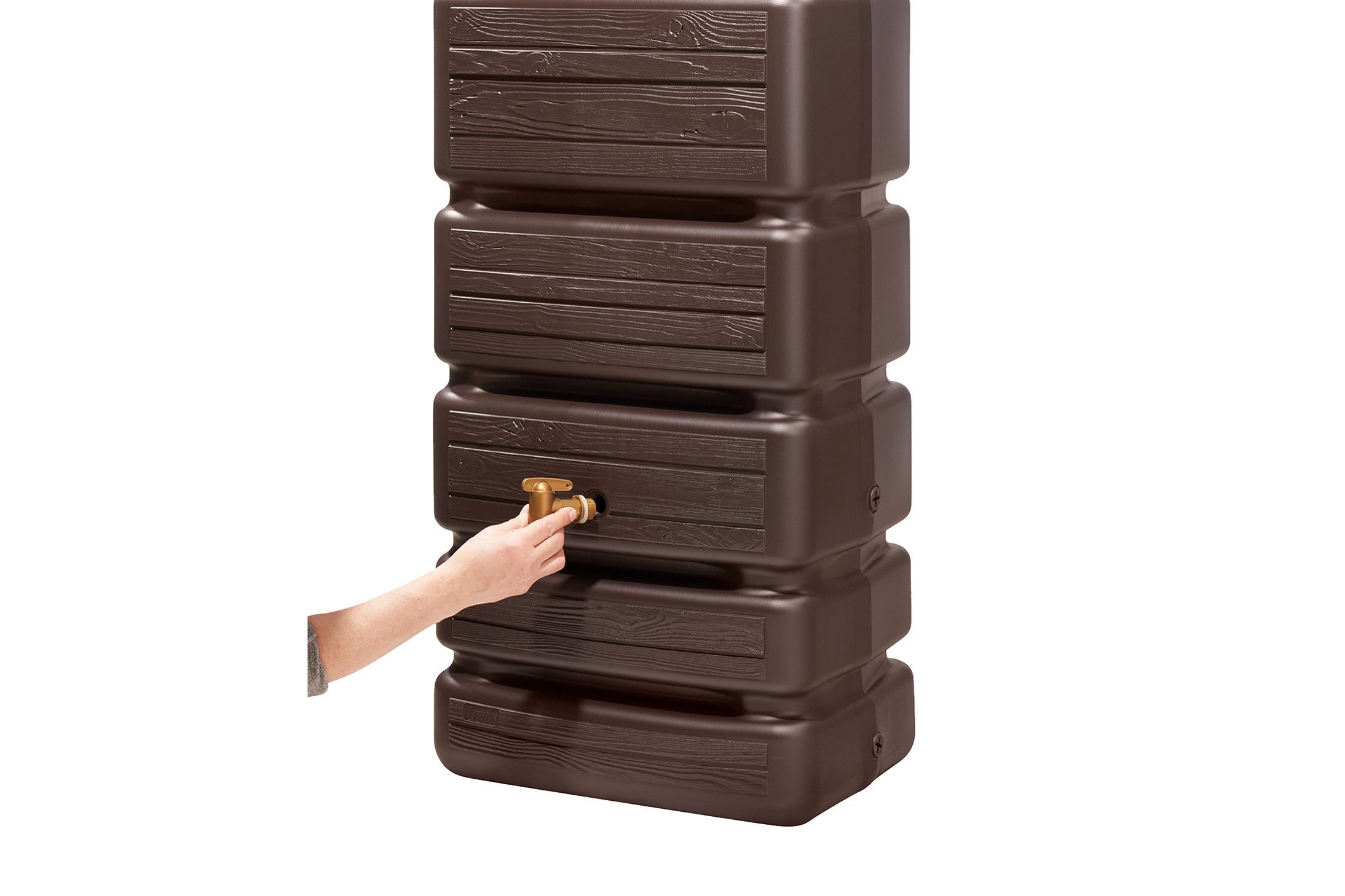 4rain Regentonne SLIM WOOD DECOR Wandtank-SET 700 L, darkwood