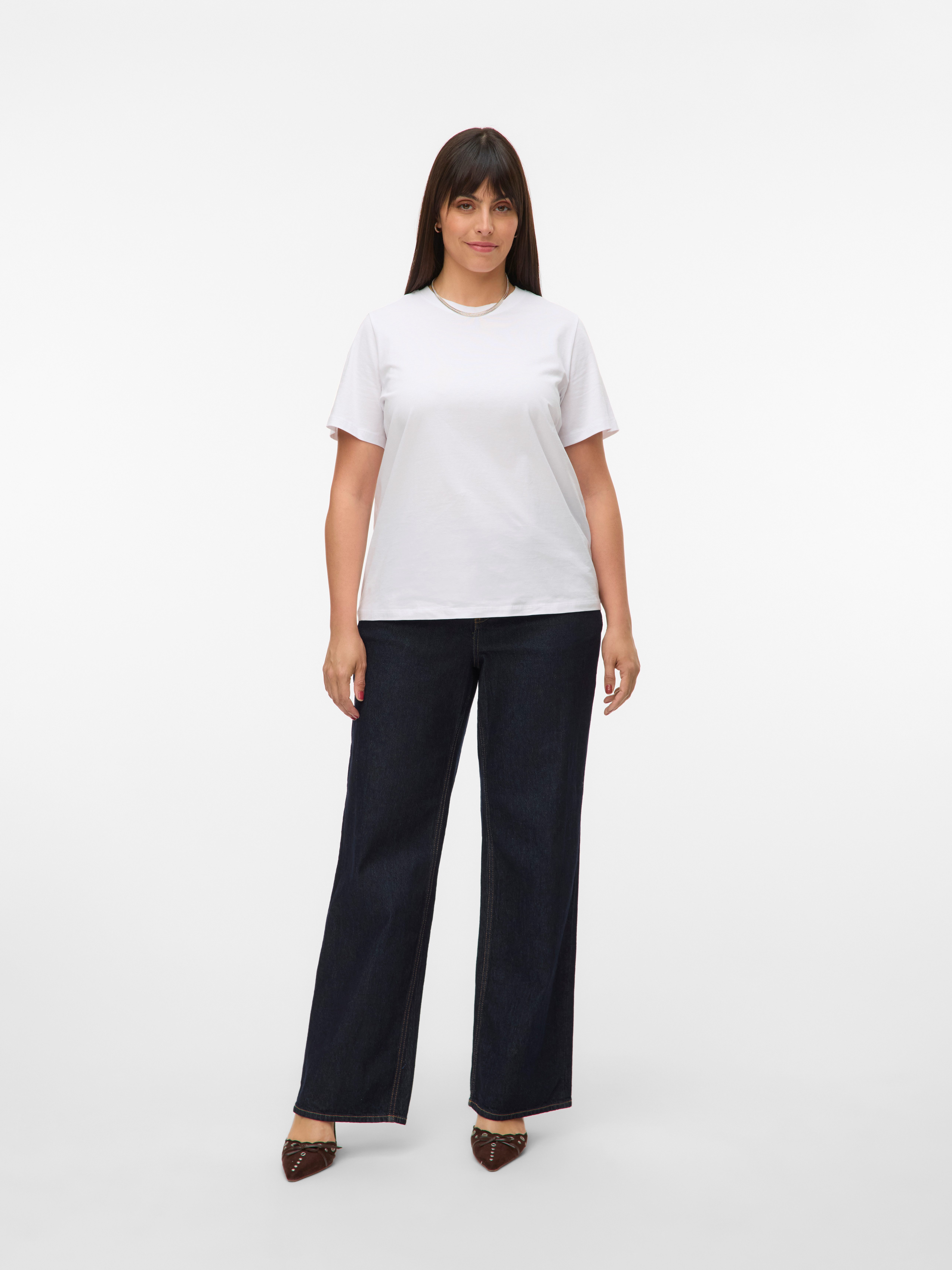 Vero Moda Curve Kurzarmshirt VMPAULINA SS T-SHIRT GA JRS NOOS CUR Baumwolle, regular fit