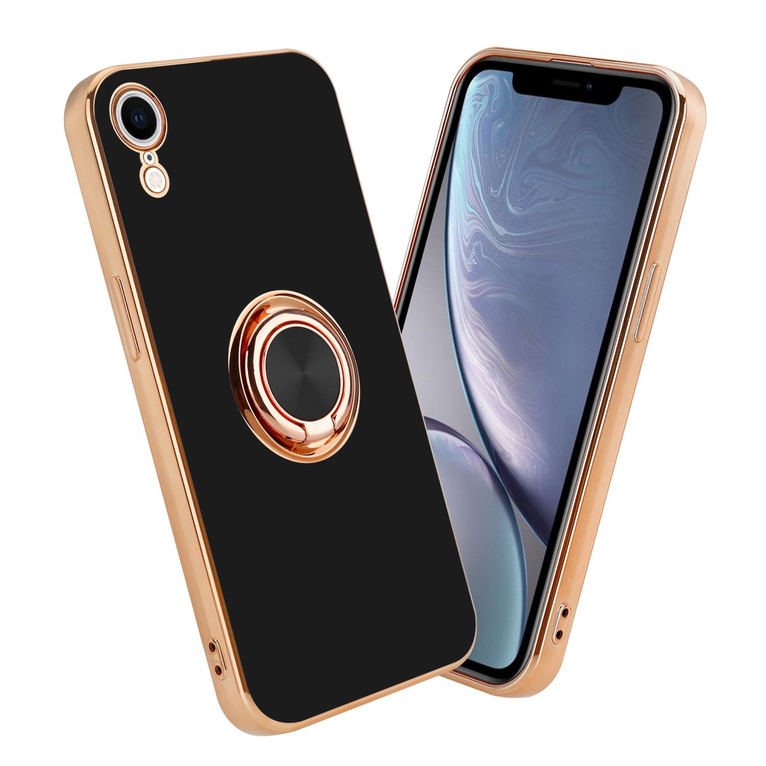 Cadorabo Handyhülle für iPhone XR Hülle Apple iPhone XR, Schutzhülle - TPU Silikon Hülle - mit Kameraschutz und Ring