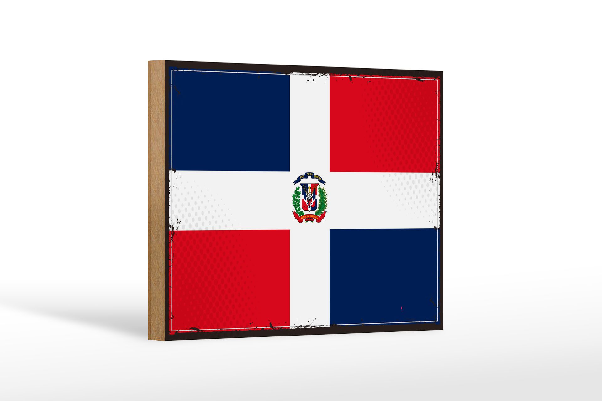 Femer GmbH Holzbild Flagge Dominikanische Republik 18x12 cm Retro, Flaggen (1 St), Glatte Holzfaserplatte (MDF), vorn beschichtet