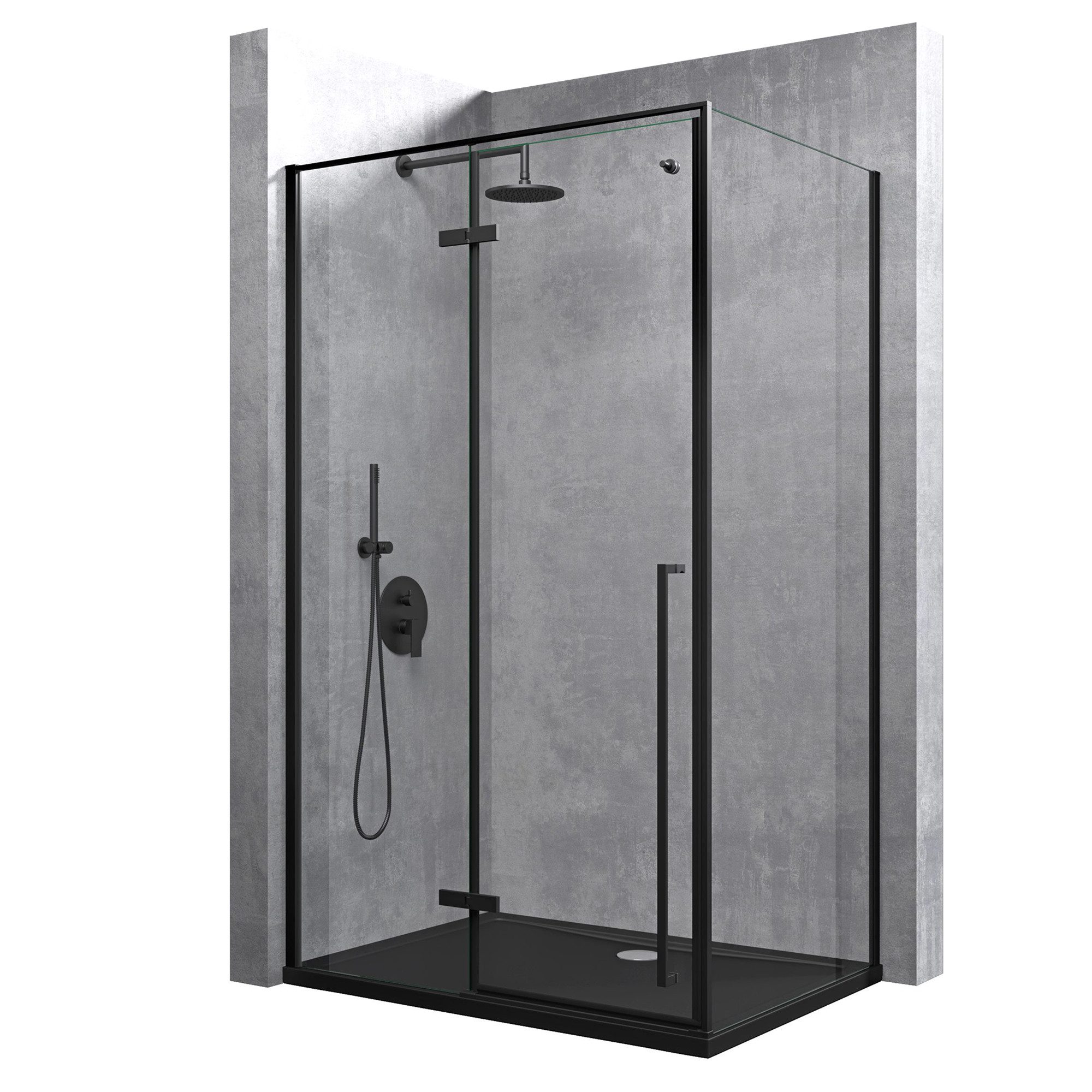 doporro Eckdusche Duschkabine Duschabtrennung schwarz ESG-Glas mit Nano H:1 günstig online kaufen