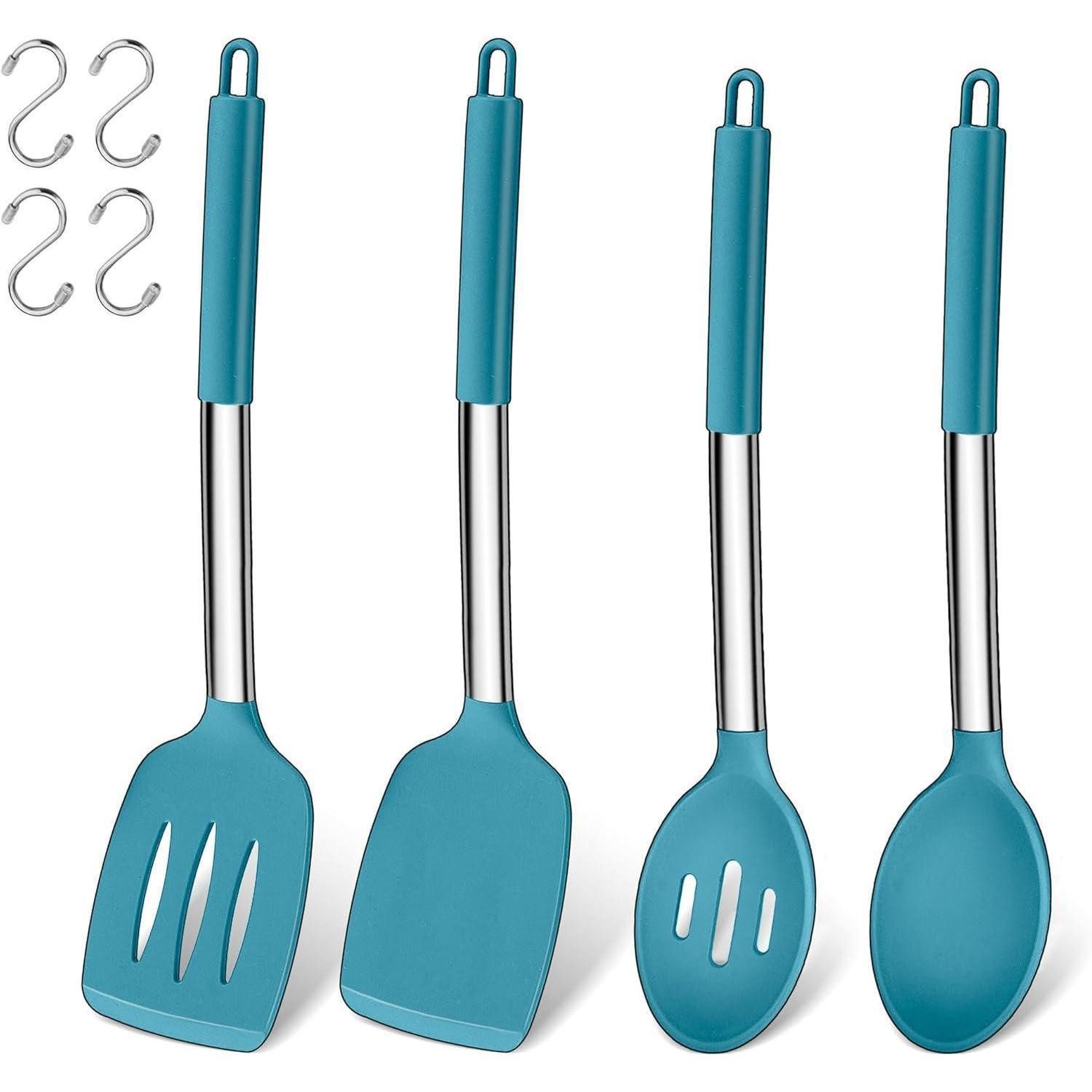 Kochbesteck-Set Küchenhelfer Set 4-teilig Silikon Pfannenwender Kochlöffel