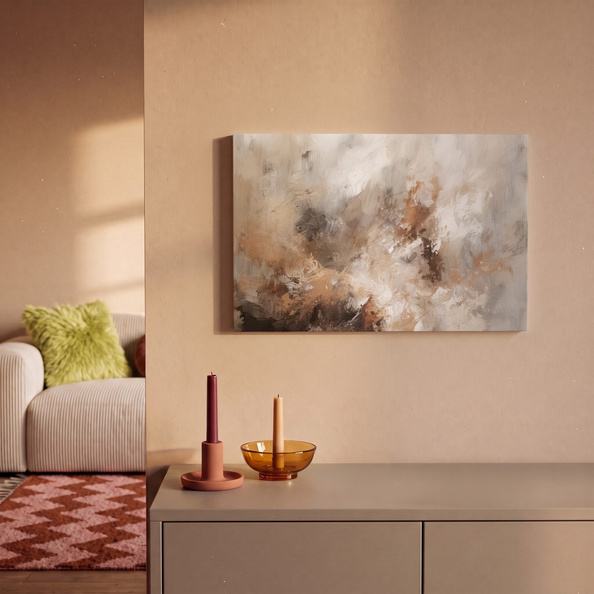 OneMillionCanvasses® Leinwandbild Farbe - Abstrakt - Beige - Kunst, Fotodruck (1 St), Leinwand Bilder Klein, Wand Dekoration Aesthetic 30x20 cm – Bild 2 von 5