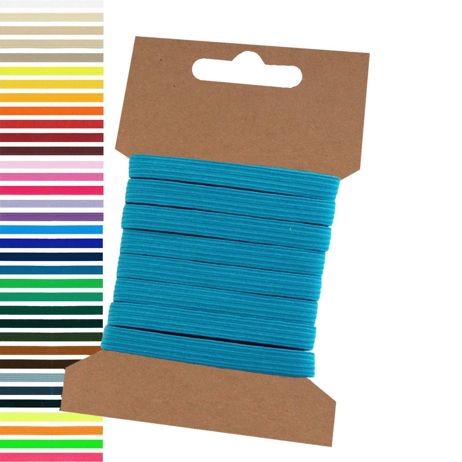 maDDma Webband 5m Gummiband 6,6mm Gummilitze Wäschegummi elastisches Band Wäscheband, türkisblau