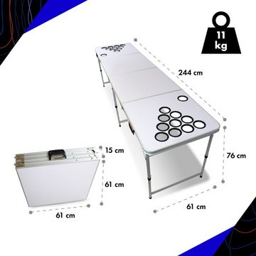 BeerCup Spieltisch Backspin Beer Pong Tisch Set White DIY, (109-tlg)