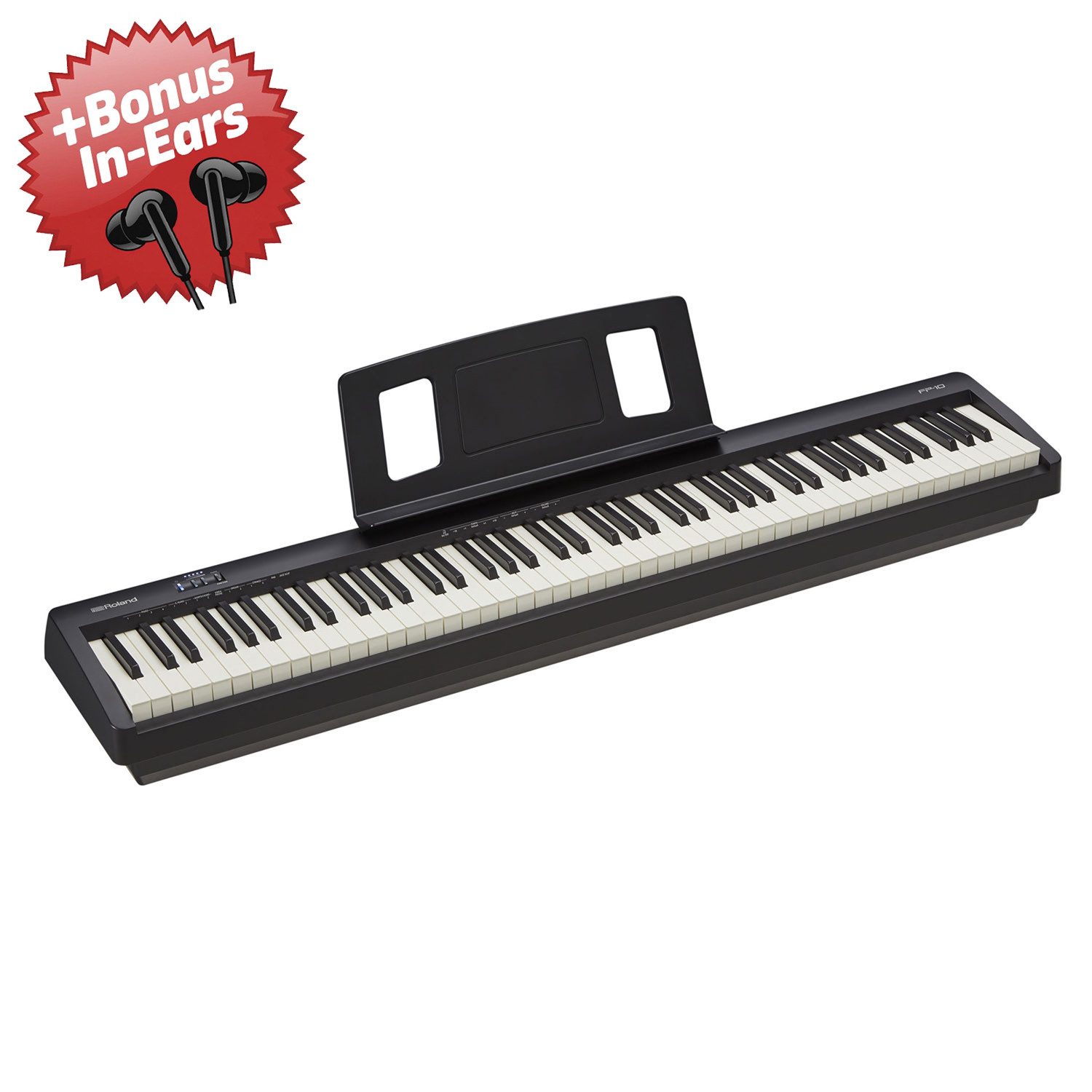 Roland Audio Stage-Piano Roland Digital Piano FP-10 Schwarz + Bonus In-Ear Kopfhörer (Digital Piano, Digital Piano mit Bluetooth Konnektivität)
