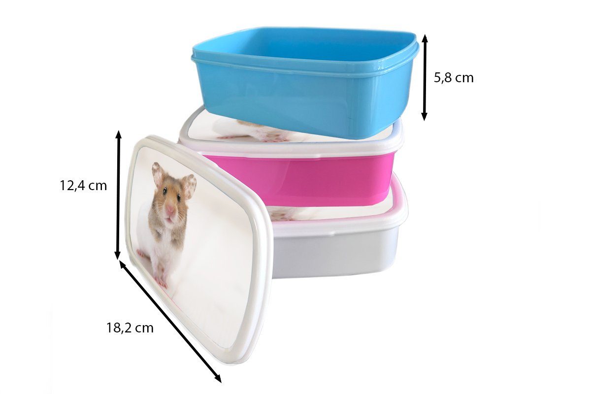 MuchoWow weißer und Kunststoff Snackbox, Brotbox rosa Brotdose Stehender (2-tlg), brauner für Erwachsene, Mädchen, Kunststoff, Hamster, Kinder, Lunchbox