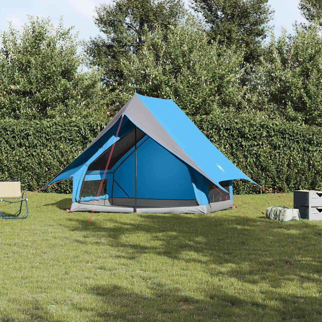 furnicato Faltzelt Familienzelt 220x220x184 cm Blau-Grau, (1 tlg), Klappbares Campingzelt mit Luftentlüftung und inkludierter Tragetasche