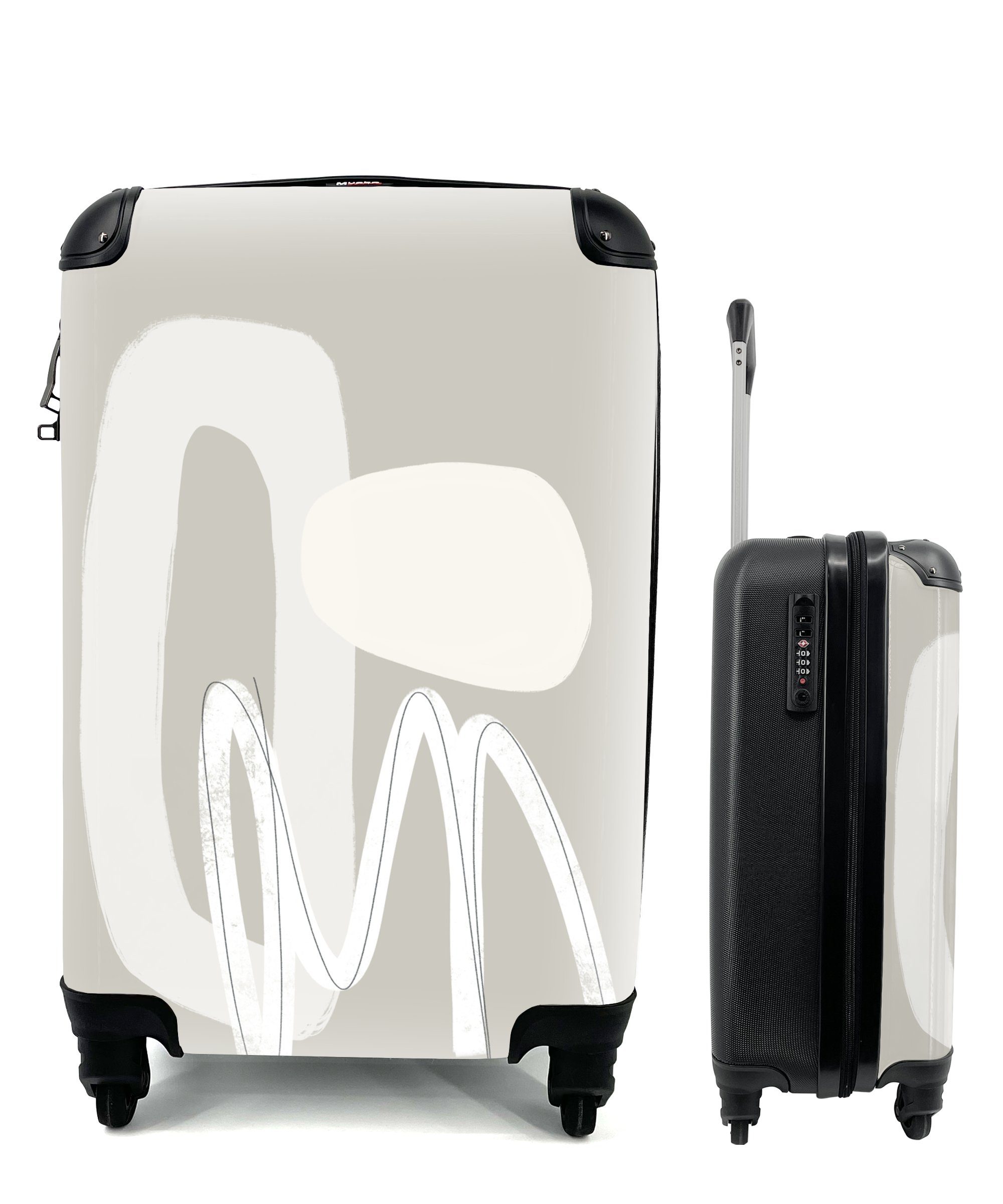 MuchoWow Handgepäckkoffer Pastell - Minimalismus - Gestaltung, 4 Rollen, Reisetasche mit rollen, Handgepäck für Ferien, Trolley, Reisekoffer