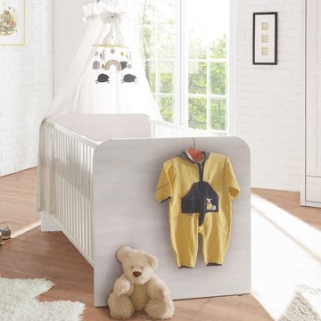 Lomadox Babyzimmer-Komplettset LUND-78, (0-St), Babyzimmer Set in Pinie weiß Nb./Trüffel Eiche Nb., Landhaus Design