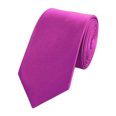 Fabio Farini Krawatte Herren Krawatte Rosa - verschiedene Rosa Männer Schlips in 6cm (ohne Box, Unifarben) Schmal (6cm), Pink - Fuchsia