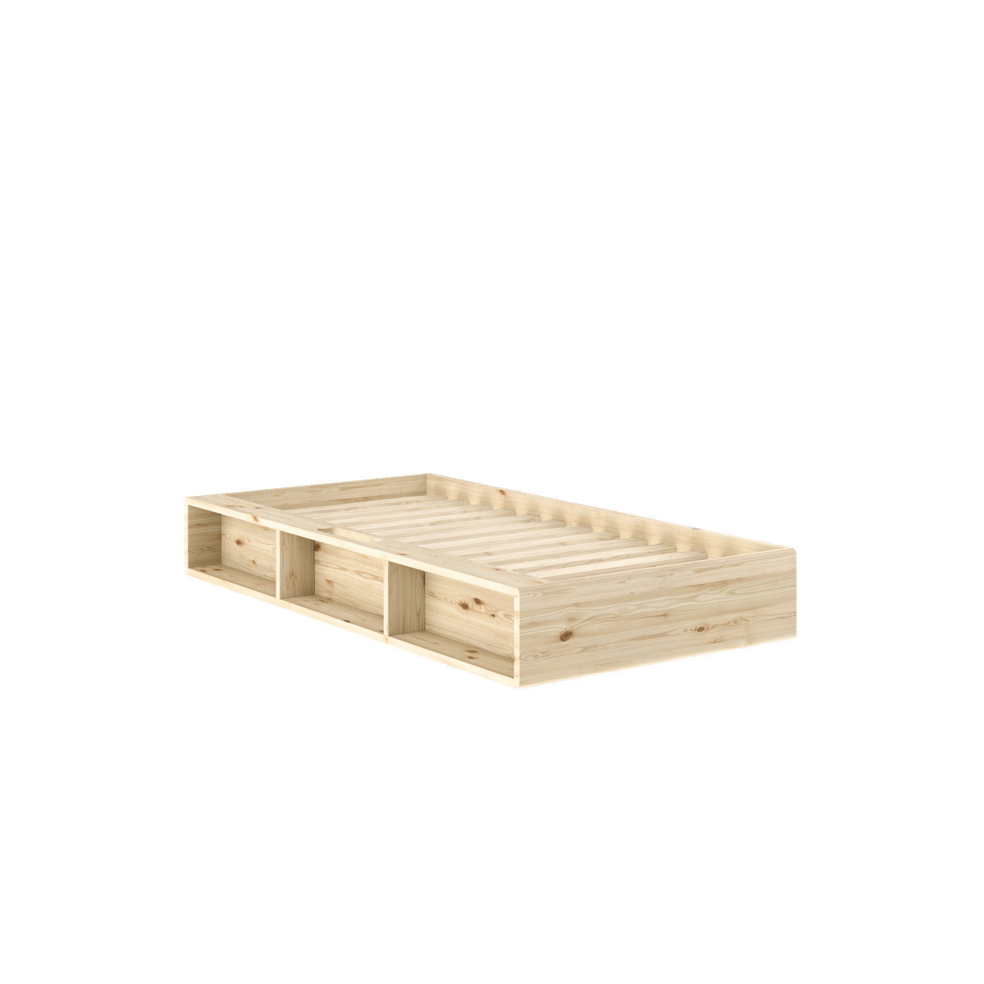 Karup Design Stauraumbett Ziggy Bed, Stauraumbett, FSC®-zertifiziertes Massivholz made in Europe (Erhältlich für Matratzen Breite 90, 120, 140, 160 oder 180 cm), mit 3 Ablagen, inklusive Lattenrost, ohne Matratze, mehrere Farben