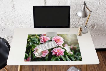 MuchoWow Gaming Mauspad Eine Kamelie in voller Blüte (1-St), Büro für Tastatur und Maus, Mousepad Gaming, 90x60 cm, XXL, Großes