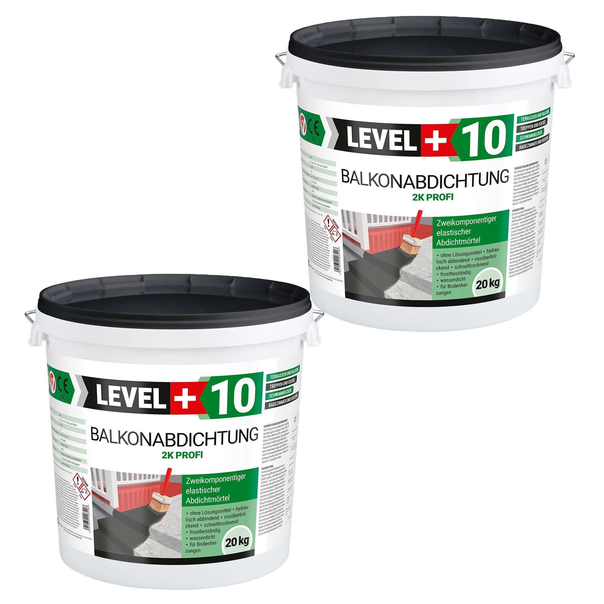 Level+ Dichtstoff LEVEL+ Balkonabdichtung Dichtschlämme 2K Terrasse L+10 - 40KG