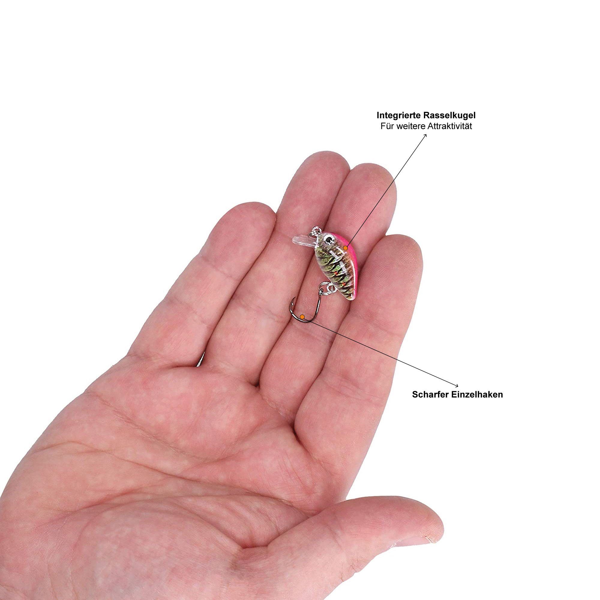 Zite Kunstköder Mini-Wobbler-Set 1,8 g 2,3 cm Ultra-Light-Angeln Forelle 10 Stück