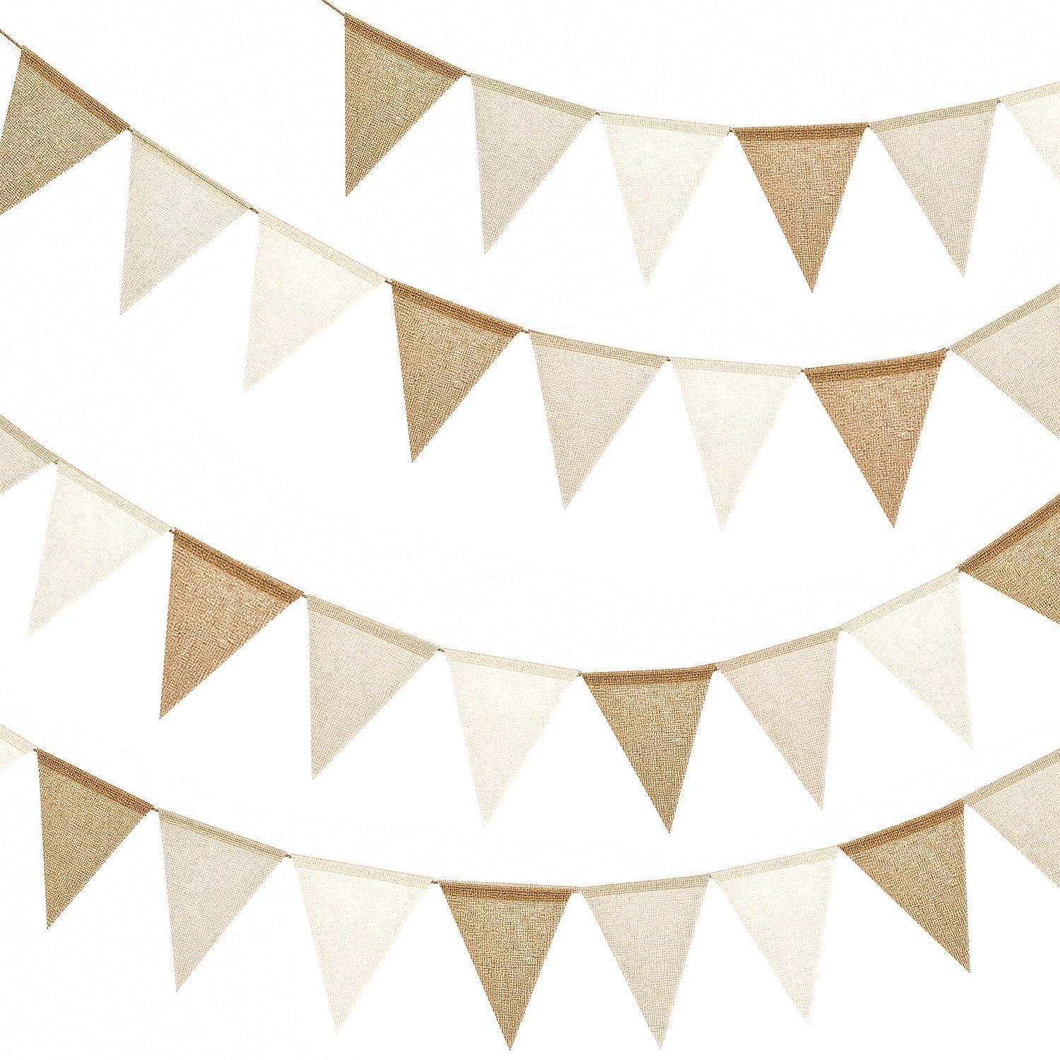 LuxusKollektion Wimpelkette Wimpelkette Outdoor 16m Braun-Beige Wetterfest