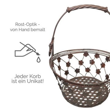 PassionMade Allzweckkorb Korb Aufbewahrung Garten Deko Metall Obstkorb Blumenkorb Brotkorb 986 (1 Stück, 1 Korb), Korb Aufbewahrung Allzweckskorb Metall