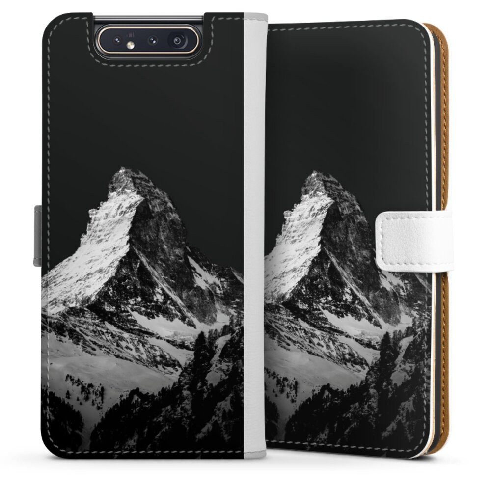 DeinDesign Handyhülle Berg Schnee Alpspitze Snow Capped Mountains Grayscale, Samsung Galaxy A80 Hülle Handy Flip Case Wallet Cover