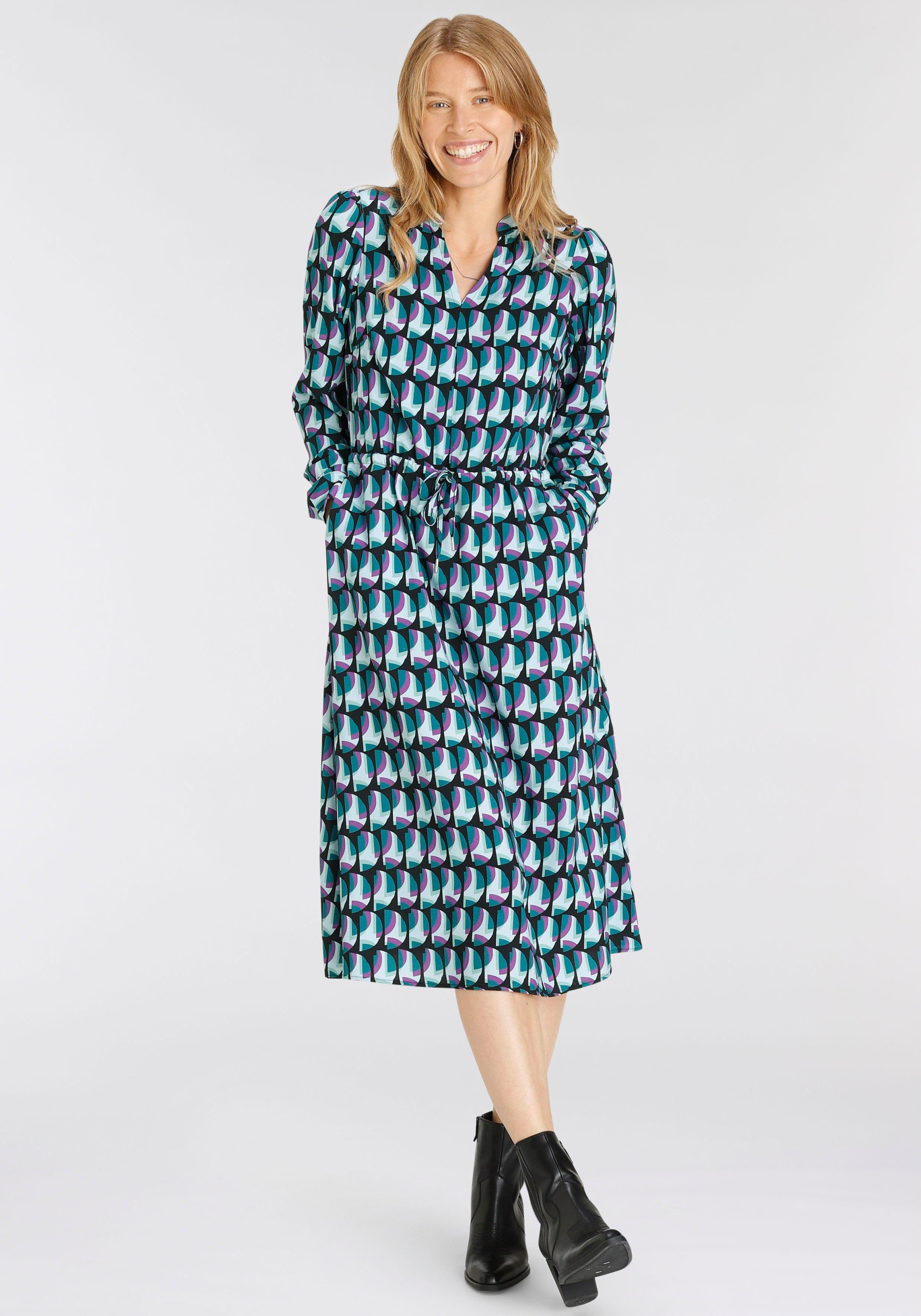 Allover-Print elegantem Hemdblusenkleid HECHTER PARIS mit