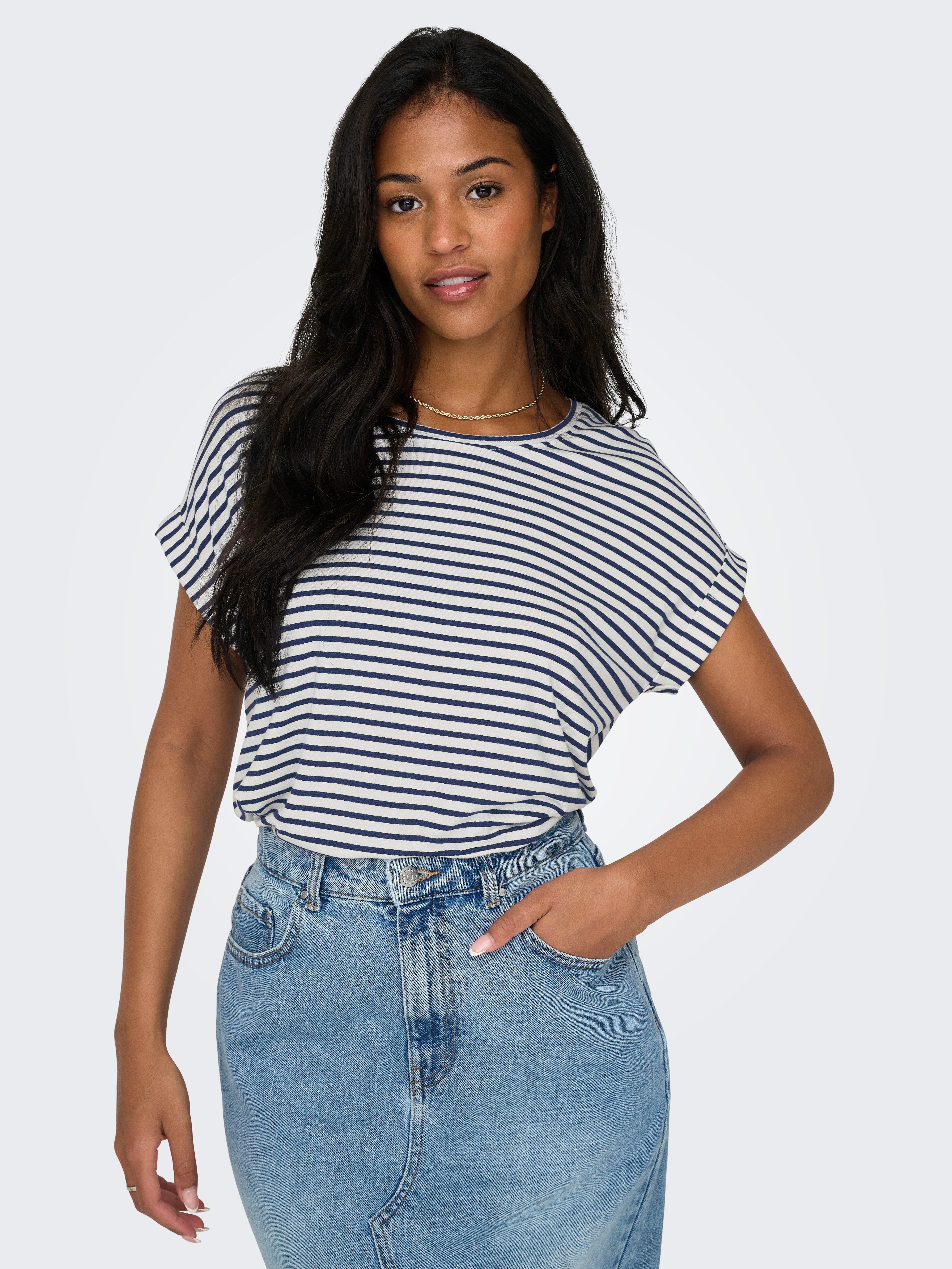 ONLY Kurzarmshirt ONLMOSTER STRIPE S/S O-NECK TOP JRS NOOS gestreift, lässi günstig online kaufen