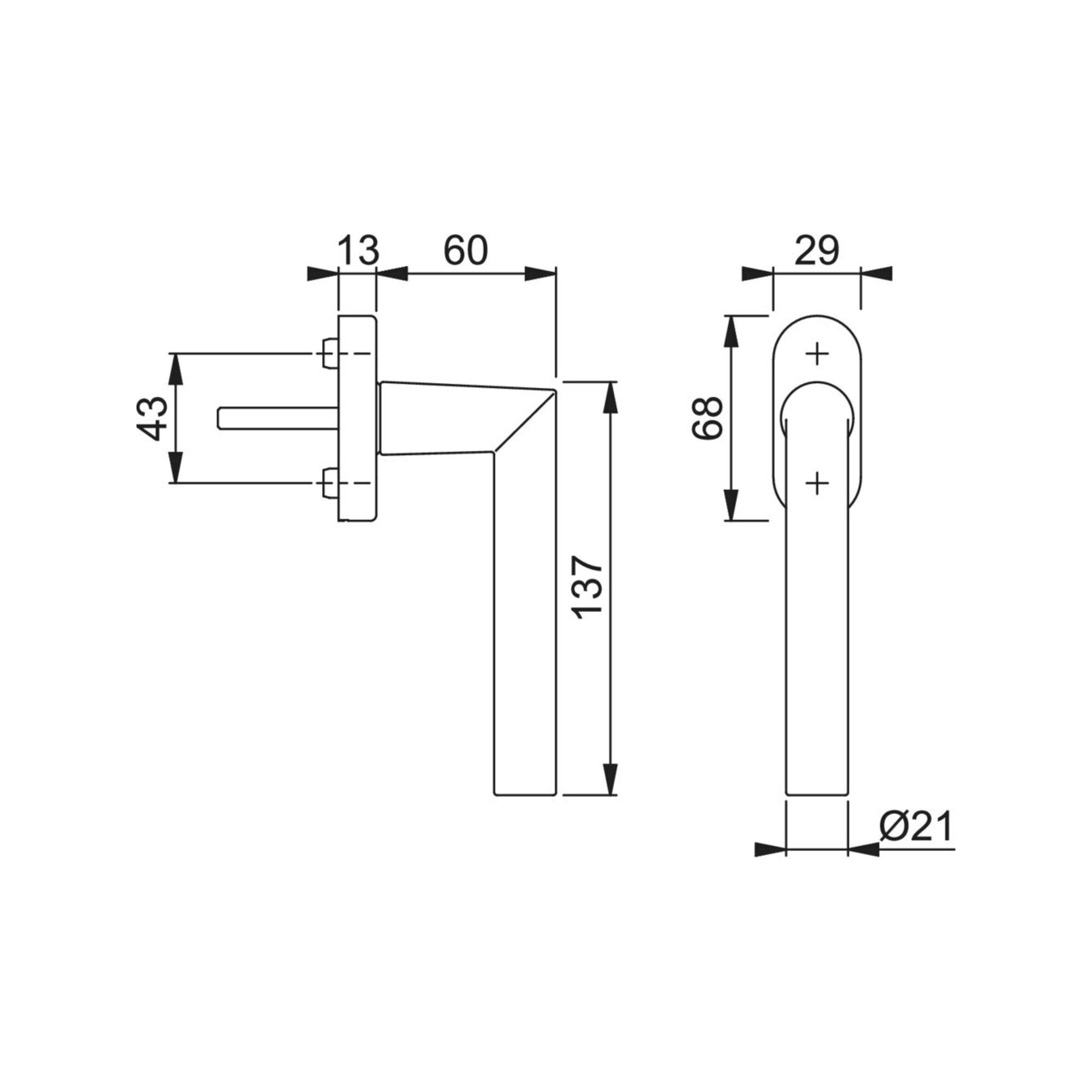 HOPPE Fenstergriff HOPPE DK-Fenstergriff Amsterdam 0400/U30 mit ovaler Rosette VK7x37,F1