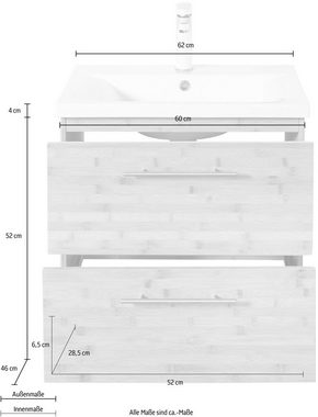 welltime Waschtisch Bambus New, Breite 60 cm