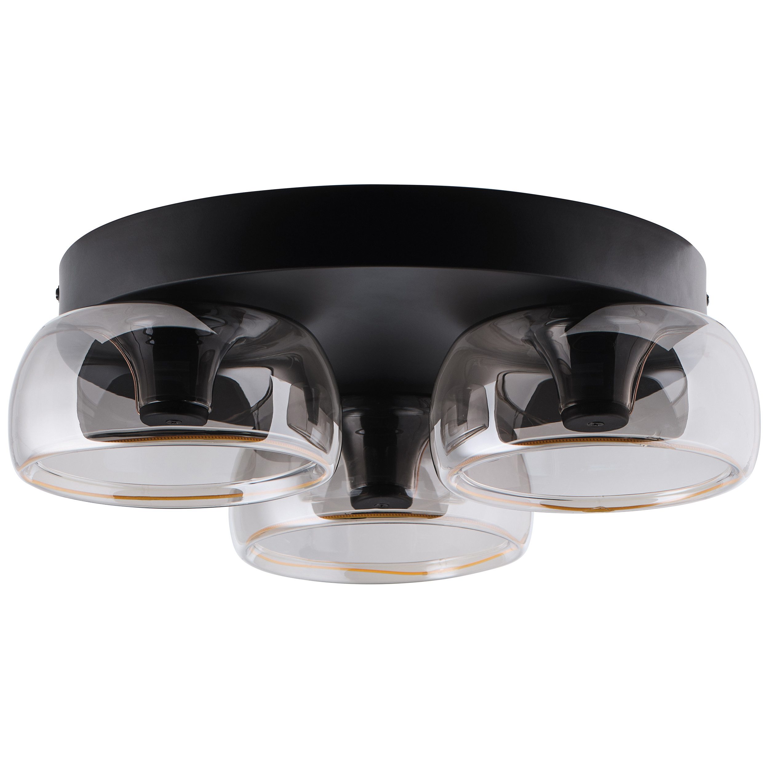 lumiCouture LED Deckenleuchte Phantom, Memoryfunktion, mehrere Helligkeitsstufen, LED fest integriert, Warmweiß, Ø 39 cm, 1500 lm 2700 K, schwebende Optik, Rauchglas/Metall, schwarz