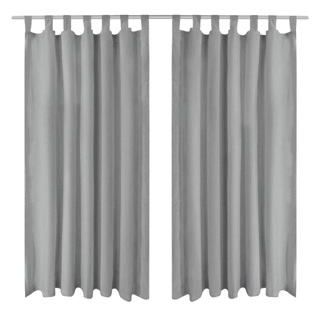 cm vidaXL, mit Vorhang Grau, 2 aus Vorhänge Mikro-Satin St) (2 Schlaufen Stk. 140×175