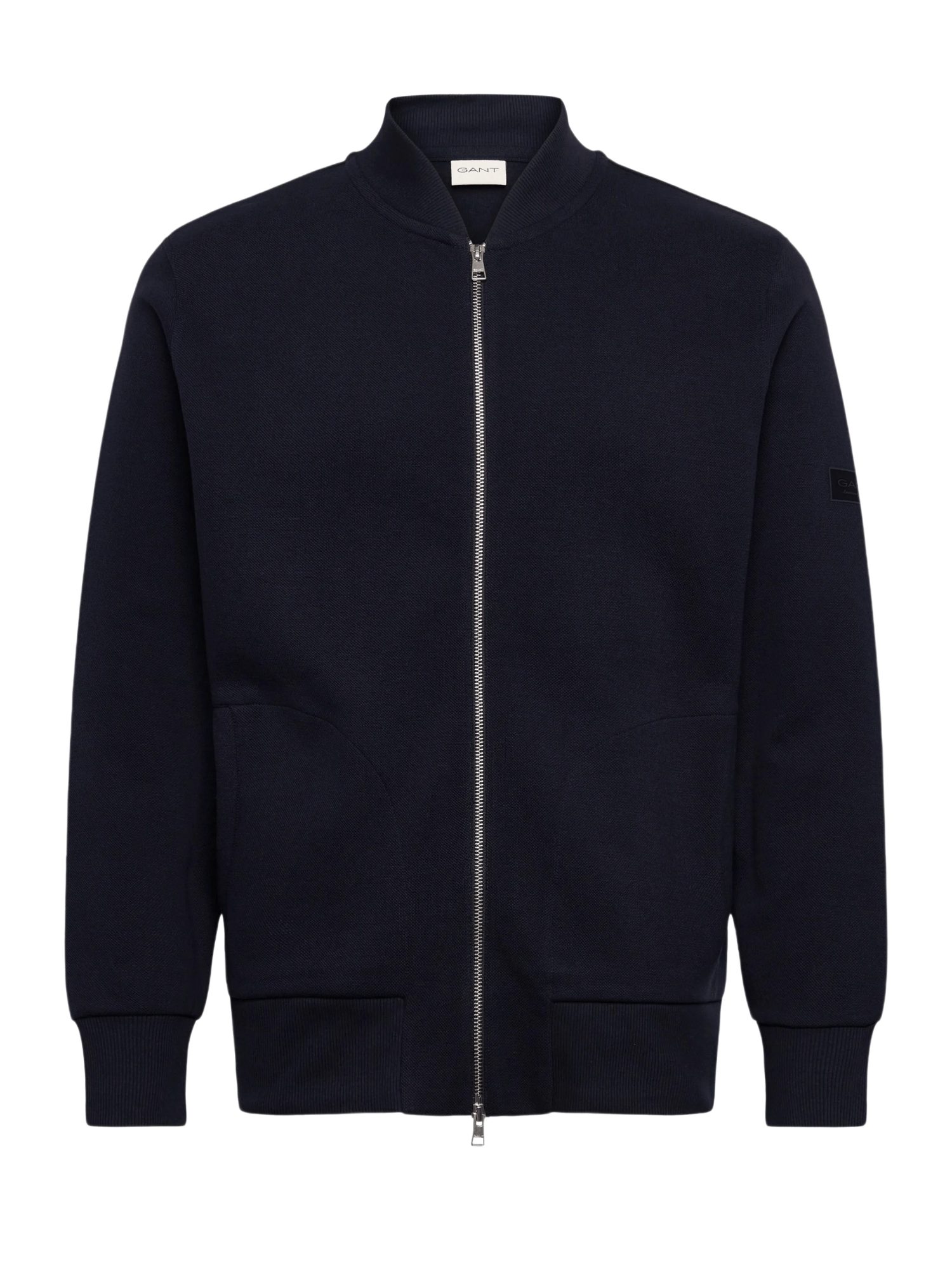 Gant Sweatjacke schwarz,Freizeit,Baumwolle,Unifarben,Collegekragen,Lang,Regular Fit