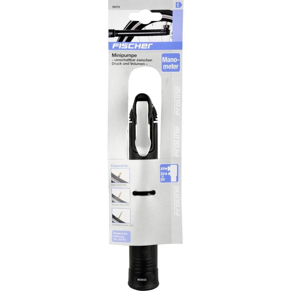 FISCHER Fahrrad Fahrradpumpe FISCHER Minipumpe 85579, Manometer