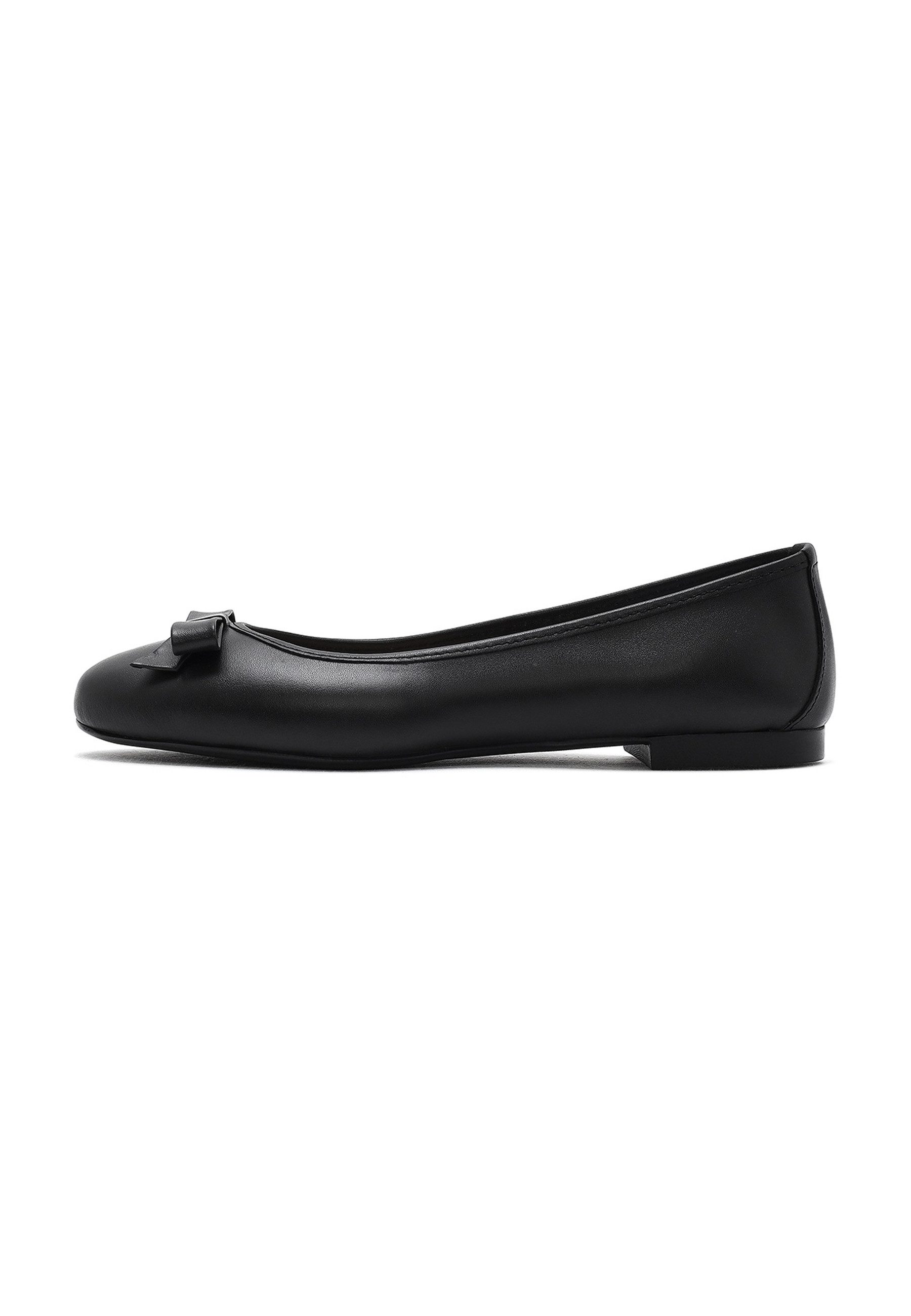 Derimod Ballerinas aus Leder Ballerina Echtes Leder, Lederfutter, TPU-Sohle, Schleifendetail, Slip-On