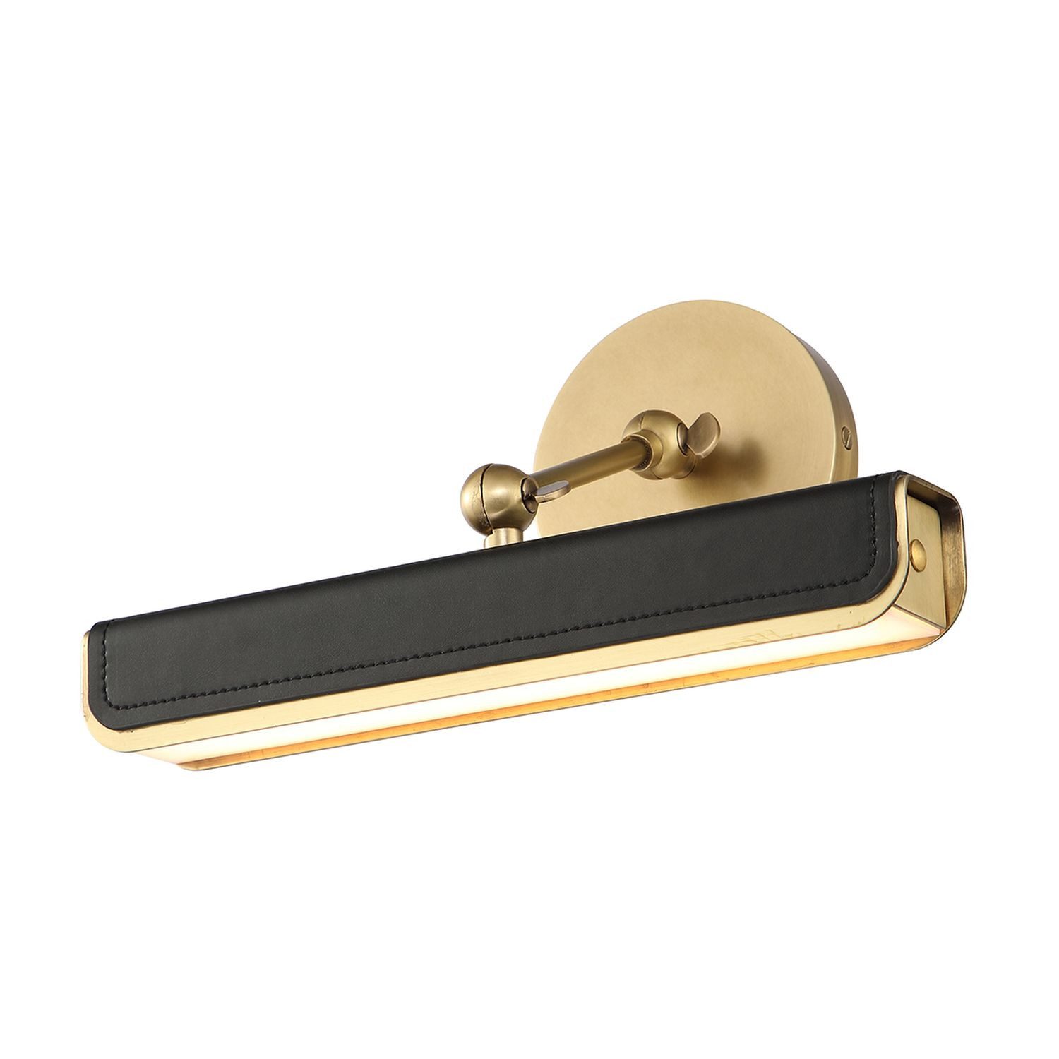 Licht-Erlebnisse Bilderleuchte KELLAN, LED, Warmweiß, LED Schwarz Messing Antik 30.5cm breit 2650 K 475 lm Metall Kunstleder