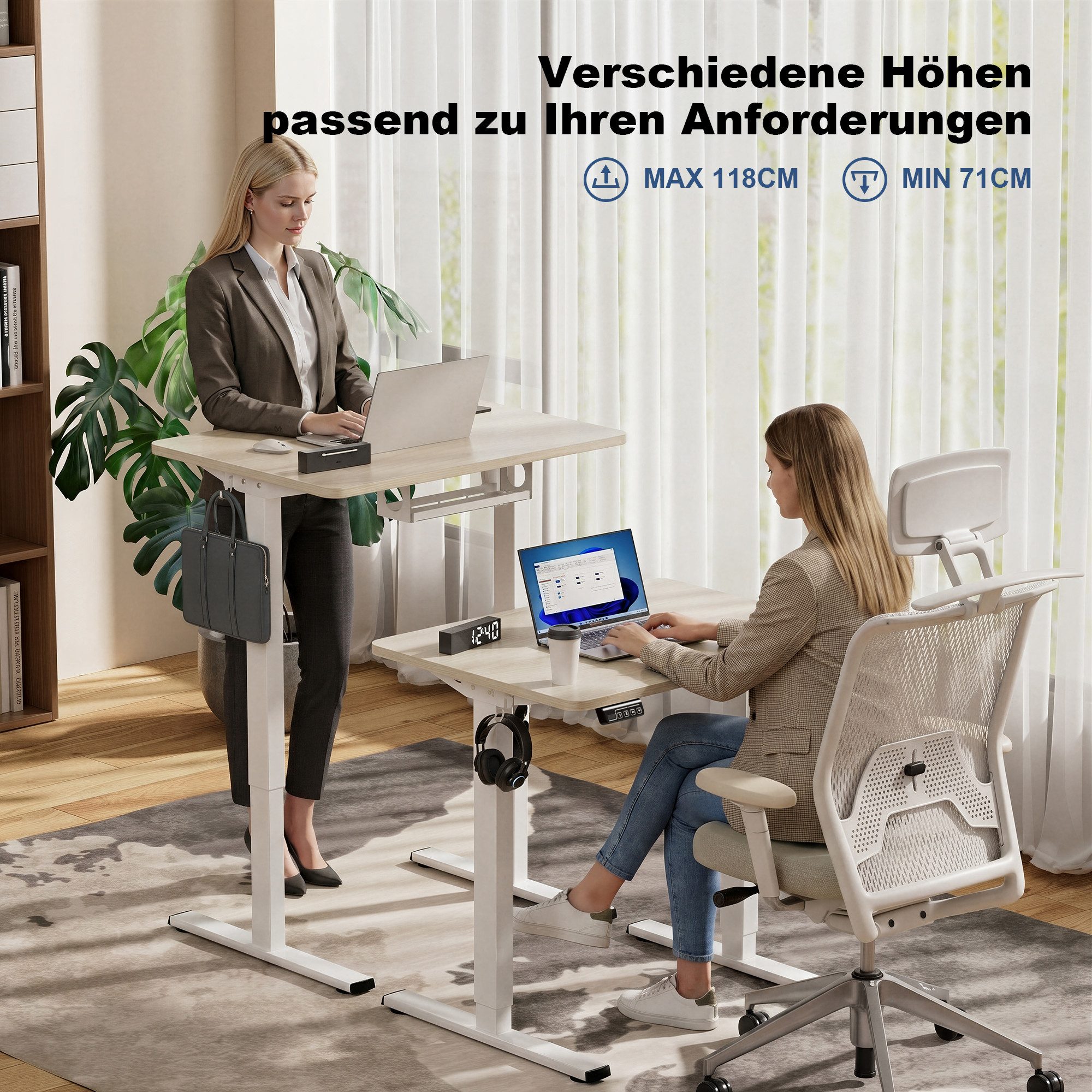 Ragnarök Möbel-Design Schreibtisch Ragnarök-Möbeldesign höhenverstellbarer Schreibtisch (1 Tisch), Breite 80 cm, Breite 120 cm, Breite 140 cm, Breite 160 cm