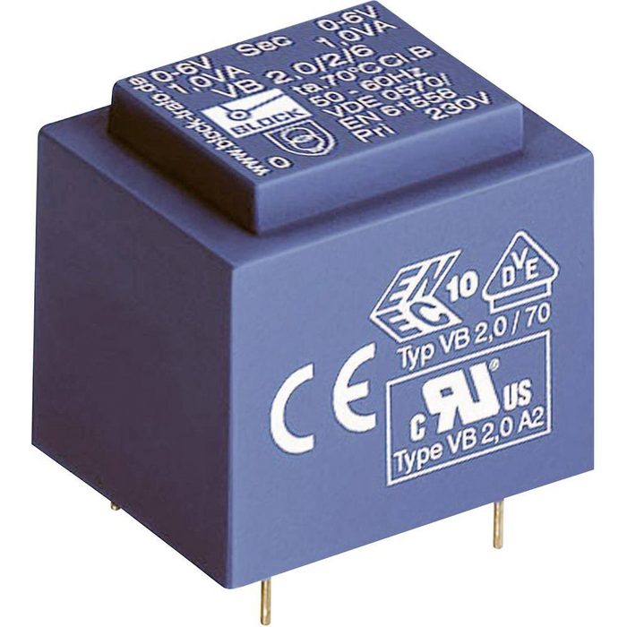 Block Spannungswandler Block VB 3 2/1/12 Printtransformator 1 x 230 V 1 x 12 V/AC 3.20 VA 266 (VB 3.2/1/12)