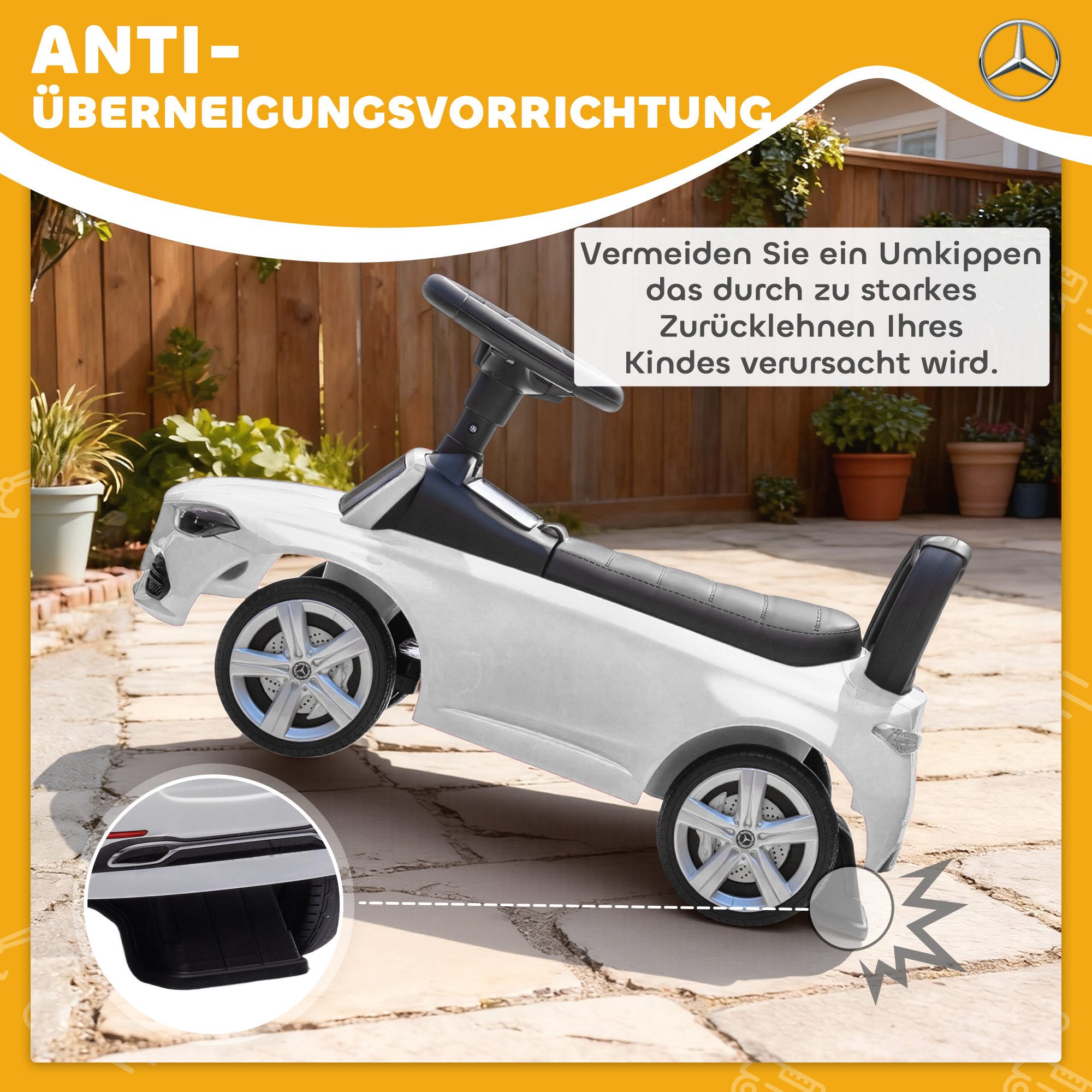 AIYAPLAY Rutscher Rutschauto mit Hupe, Motorgeräuschen, Kinderfahrzeug mit Stauraum, (Rutschfahrzeug, 1-tlg., Mercedes-Benz C-Class Rutschauto), für Kinder von  – Bild 5 von 5