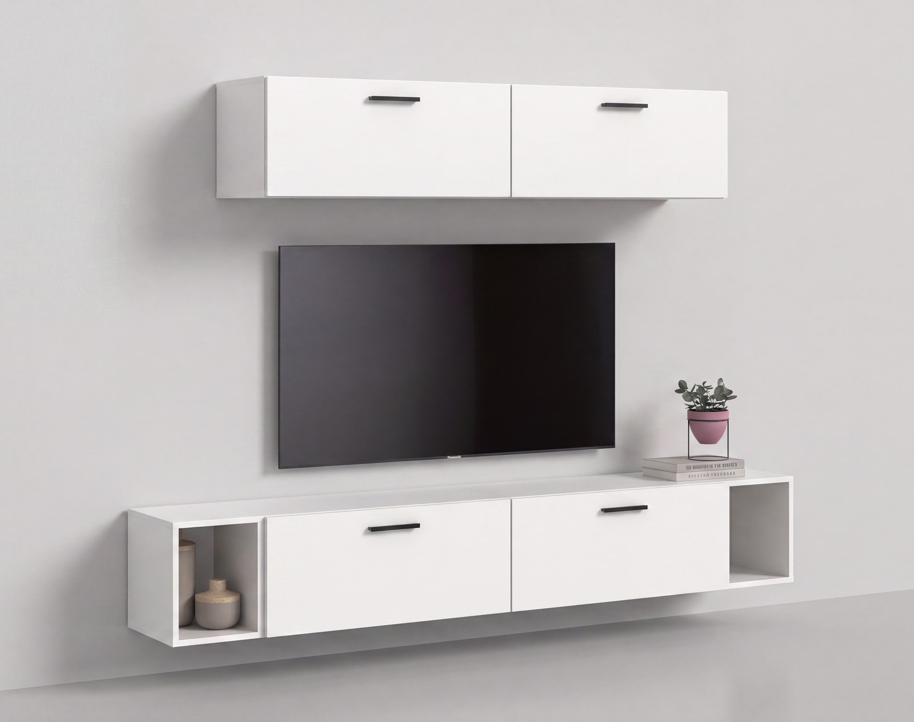 Home affaire Schrank-Set ENESTE, 6-teilig, in verschiedenen Farben, individuell kombinierbar, (2-St., verschiedenste Kombinationmöglichkeiten, stehend oder hängend), Stauraumelement, Kombination, Wohnkombination, Schrankwand, Lowboard